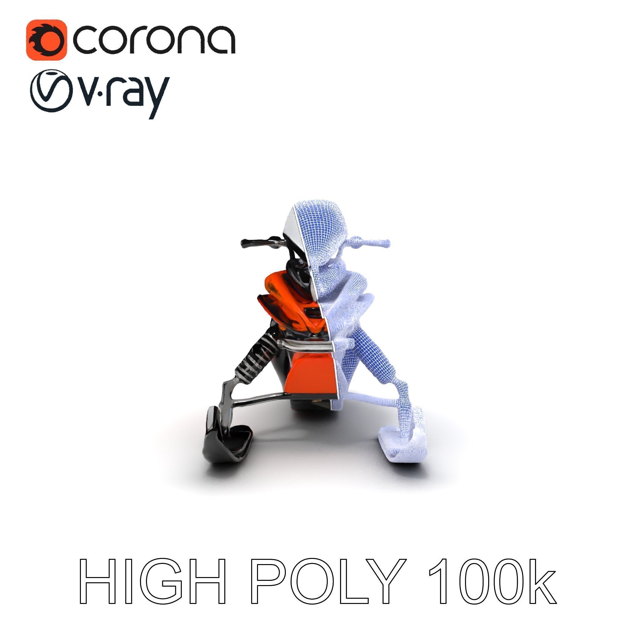 Snowmobile Model Pack with Detailed Design Low-poly 3D model_21