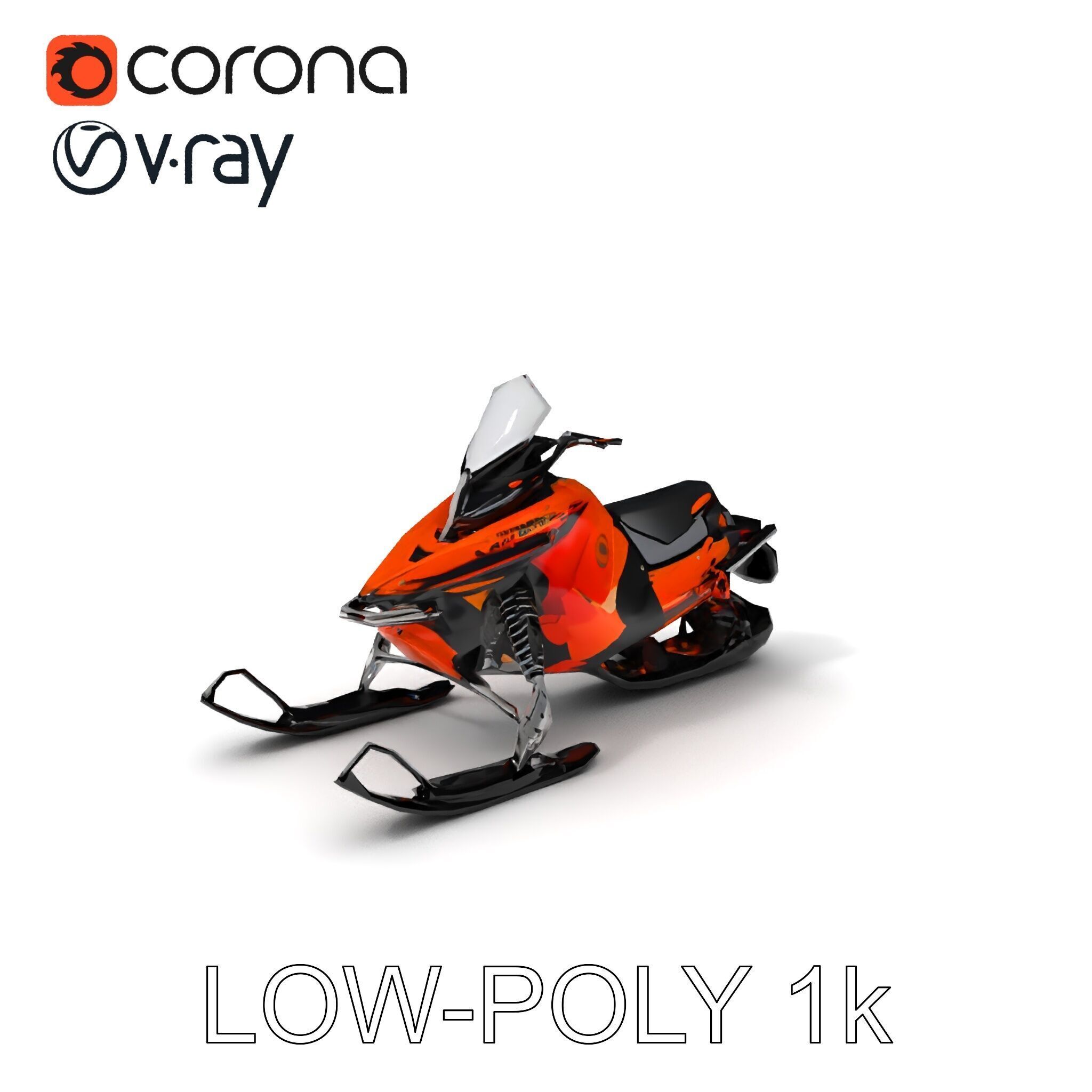 Snowmobile Model Pack with Detailed Design Low-poly 3D model_10