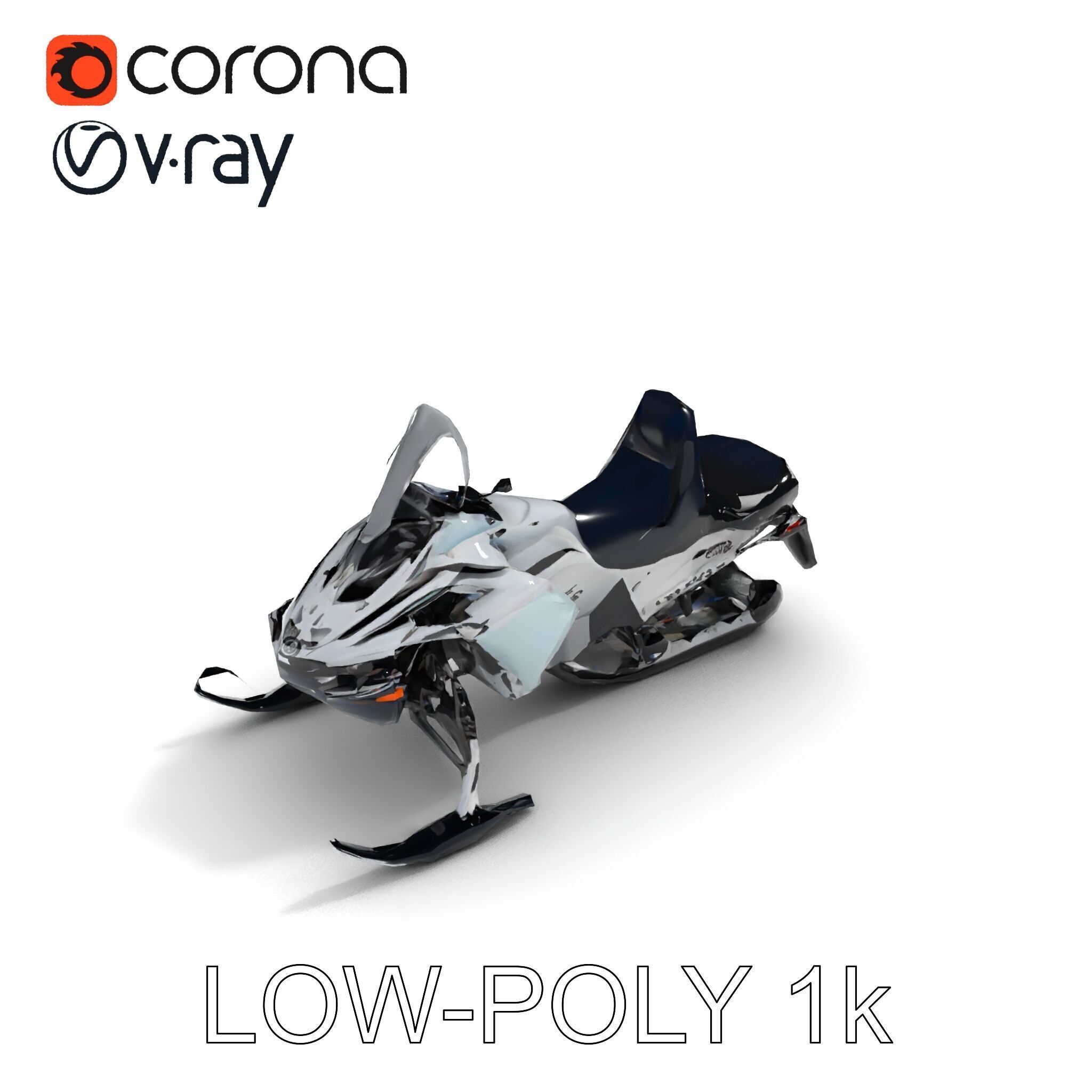 Snowmobile D Model Pack for Games and Animation Low-poly 3D model_22