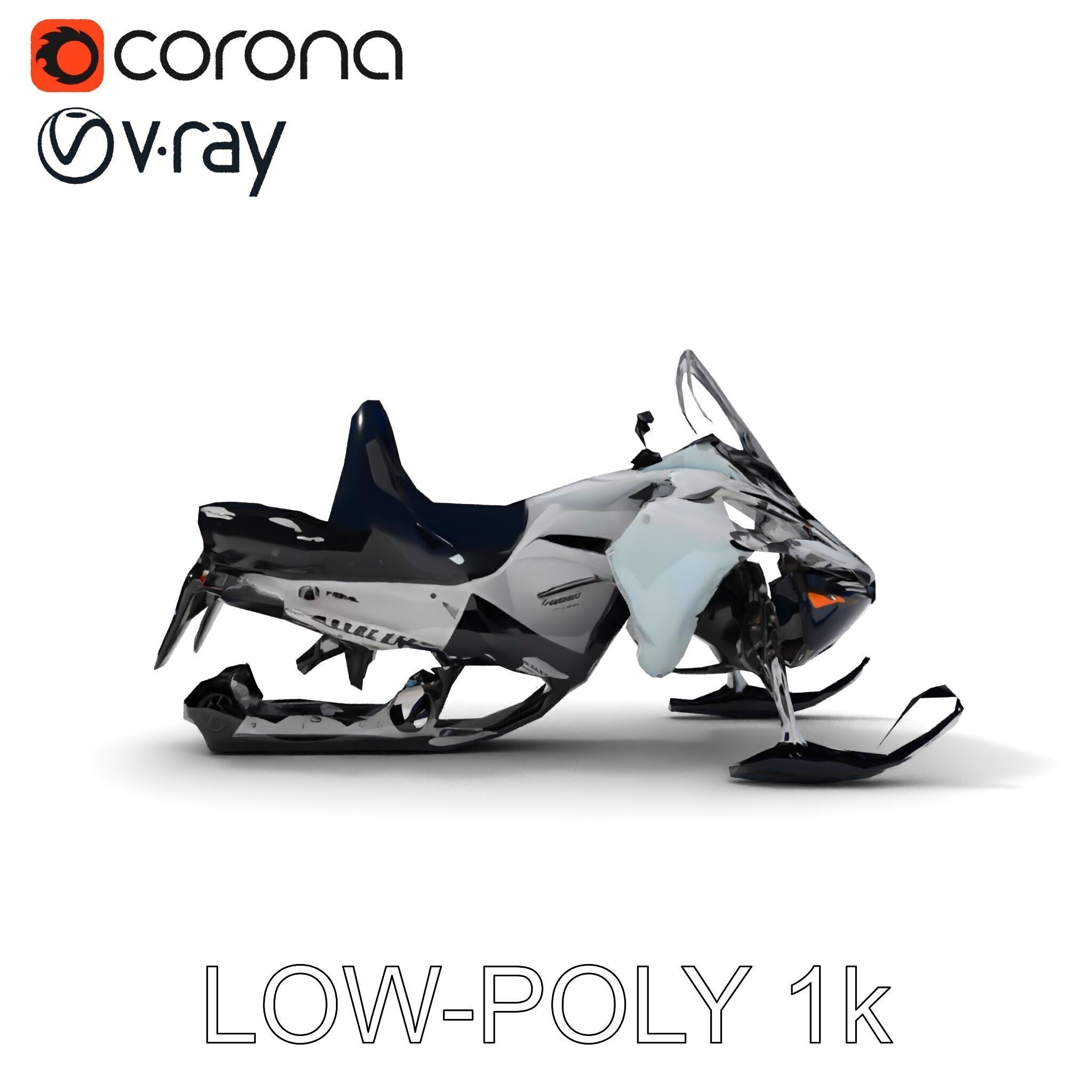 Snowmobile D Model Pack for Games and Animation Low-poly 3D model_16