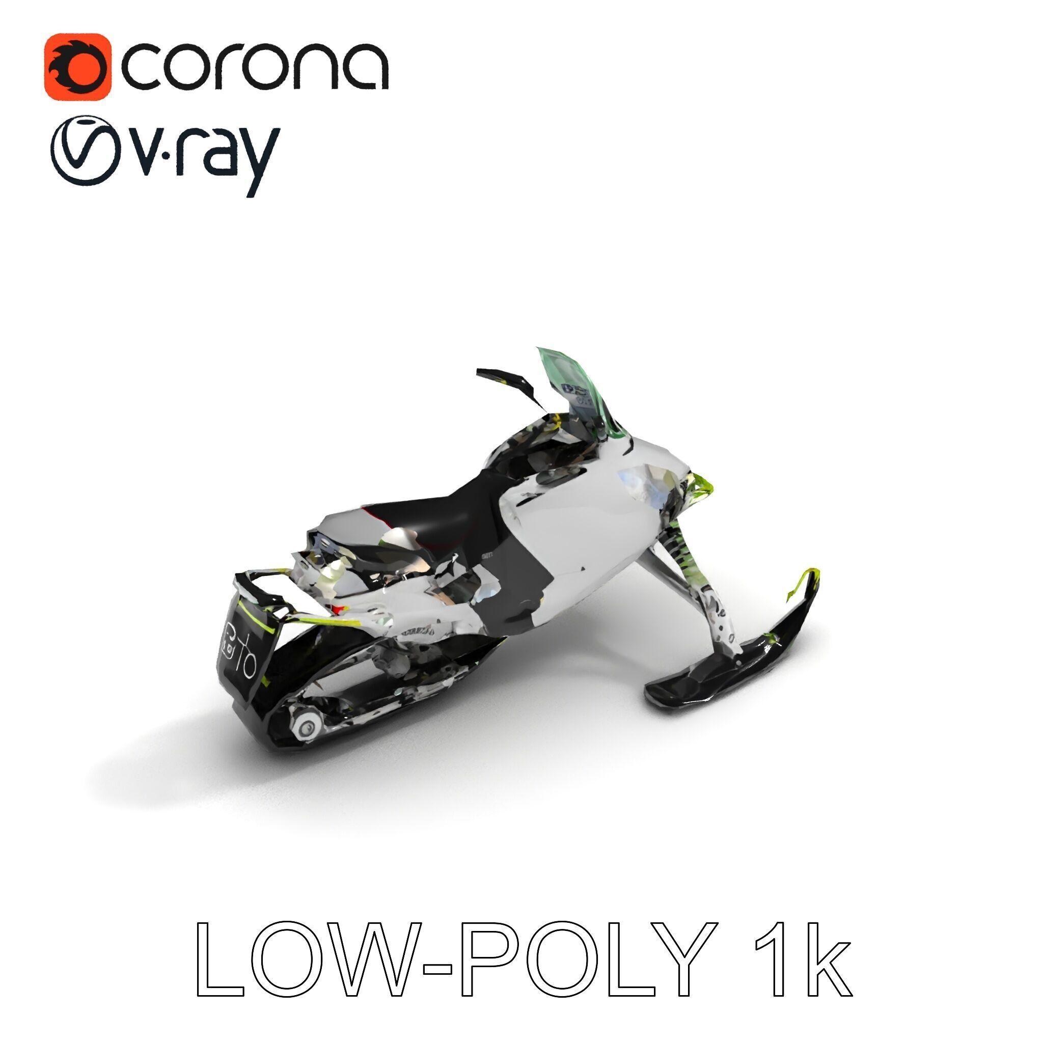 Snowmobile D Model Pack Low-poly 3D model_9