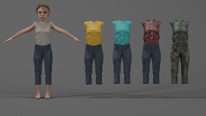 CARTOON Stylized Kid Outfit Low-poly 3D model