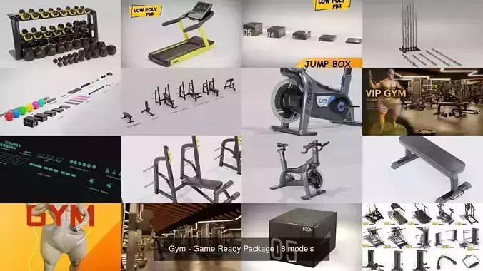 Gym - Game Ready Package 3D Model Collection