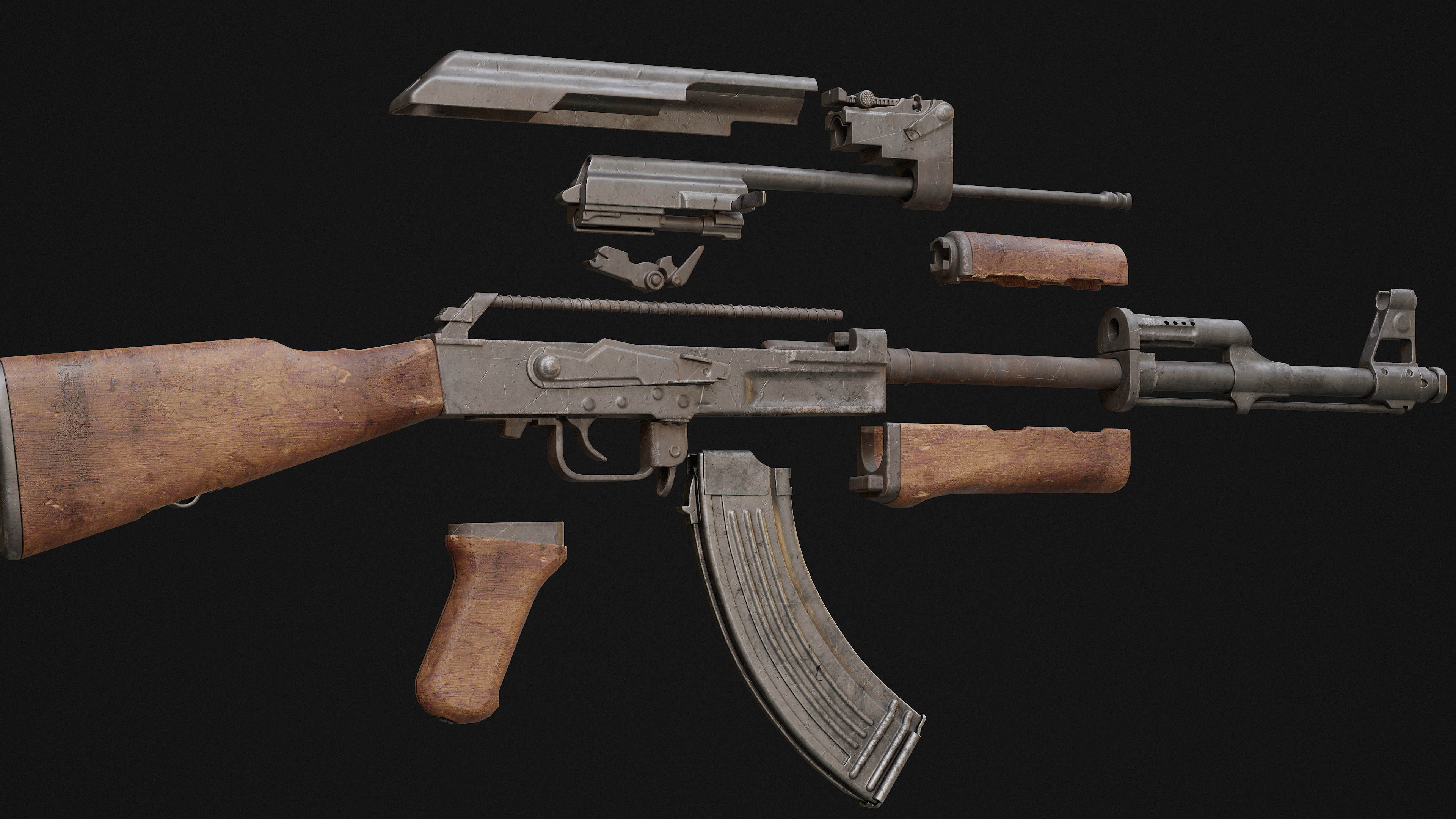 AK-47 Game Ready Model Low-poly 3D model_13