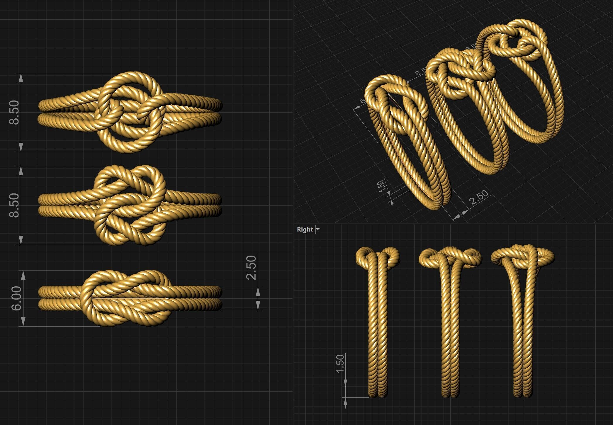 Knot Ring Collection 3D print model_2