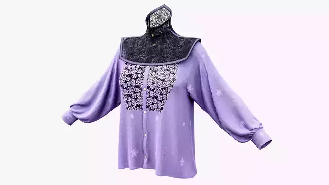 Elegant Victorian Blouse Low-poly 3D model