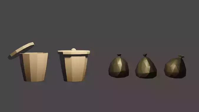 Trash Bin Pack - Low Poly
