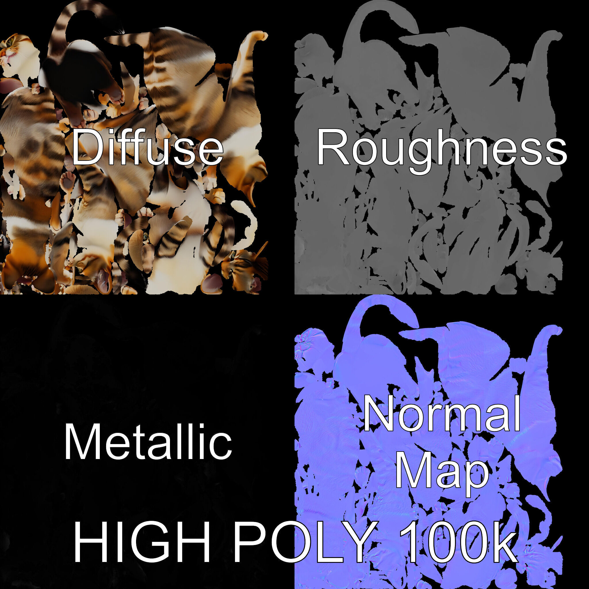 Realistic Cat D Model Pack Low-poly 3D model_2