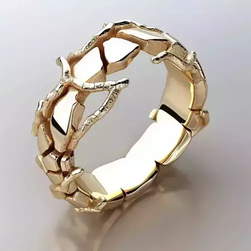 Organic Rock Texture Ring 3D Printable Jewelry Model STL OBJ