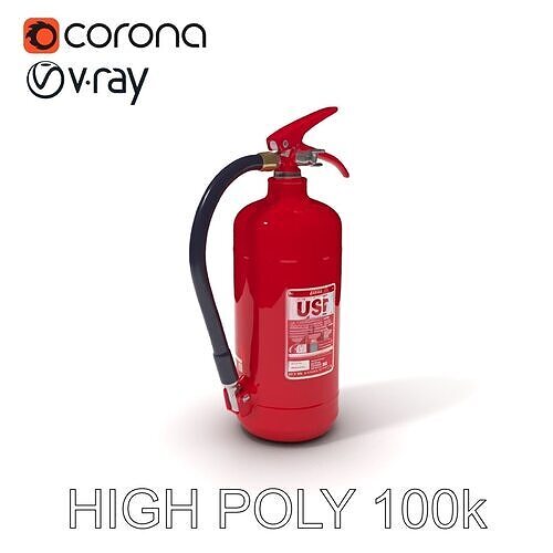 Fire Extinguisher D Model Pack with Adjustable Detail Levels Low-poly 3D model