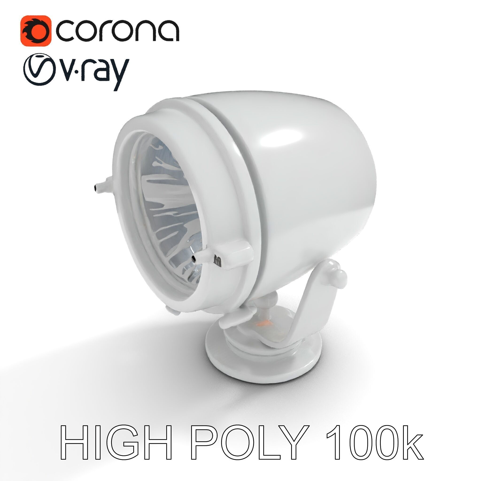 Spotlight Model Pack  Reflective Chrome Finish Low-poly 3D model_14