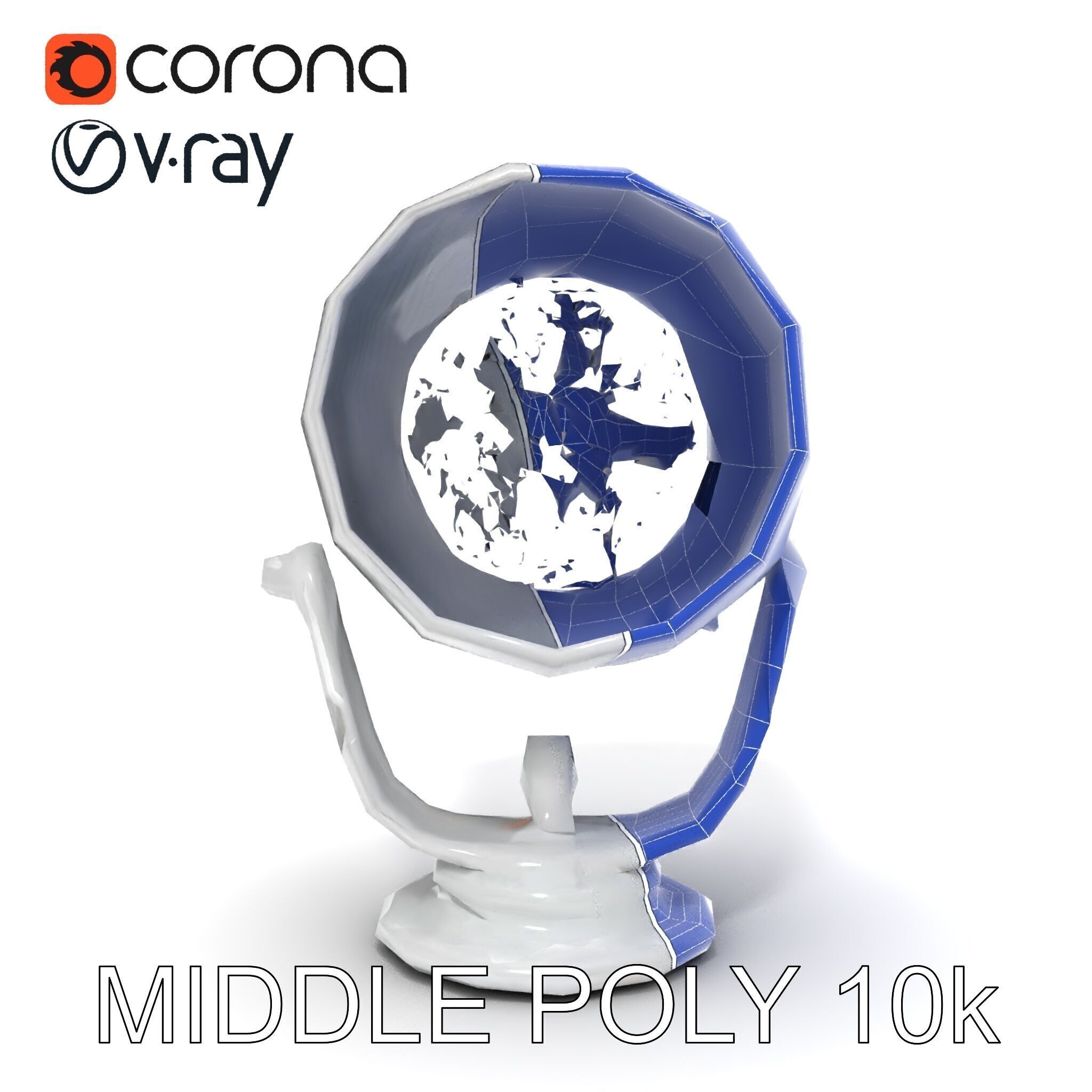 Spotlight Model Pack  Reflective Chrome Finish Low-poly 3D model_7