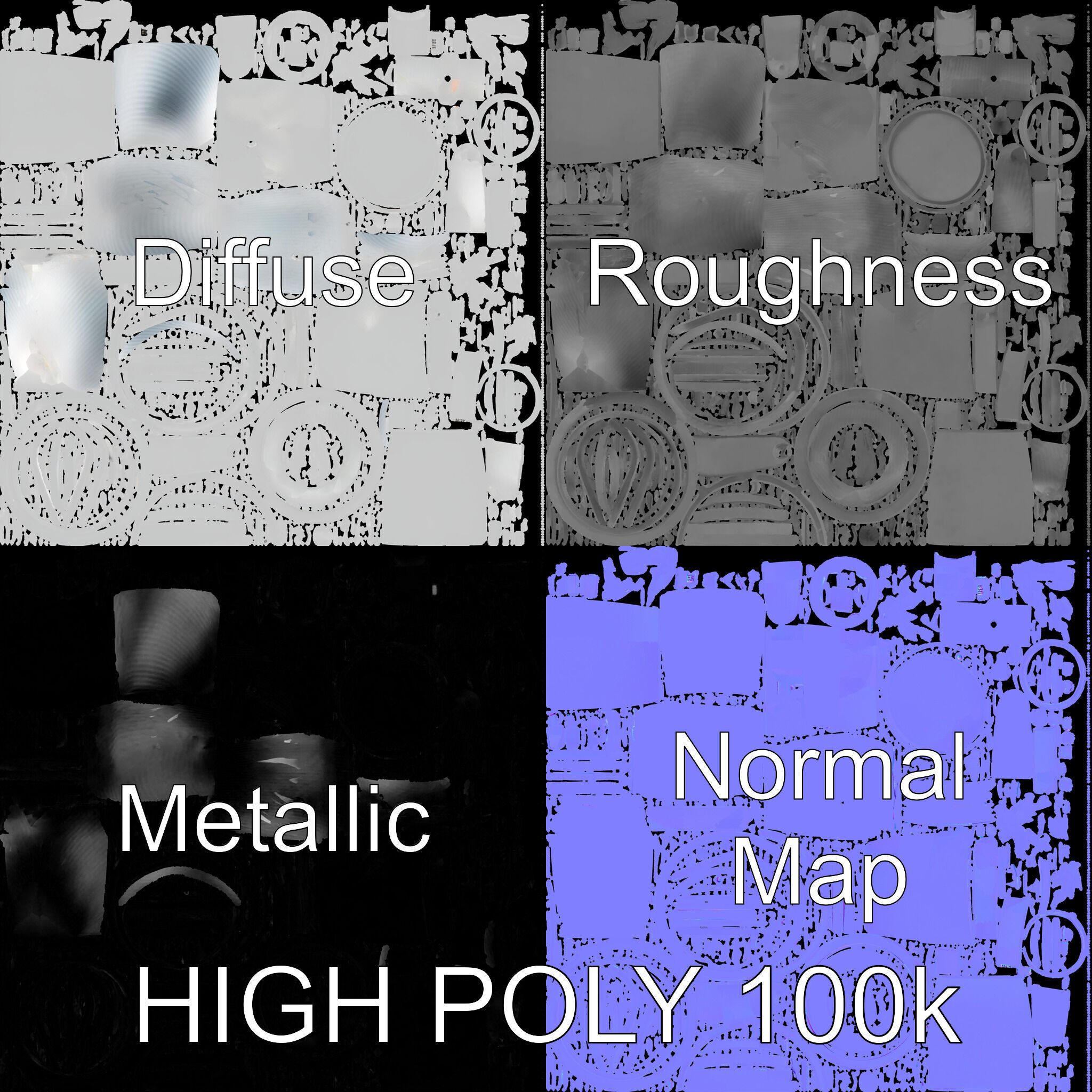 Spotlight Model Pack  Reflective Chrome Finish Low-poly 3D model_2