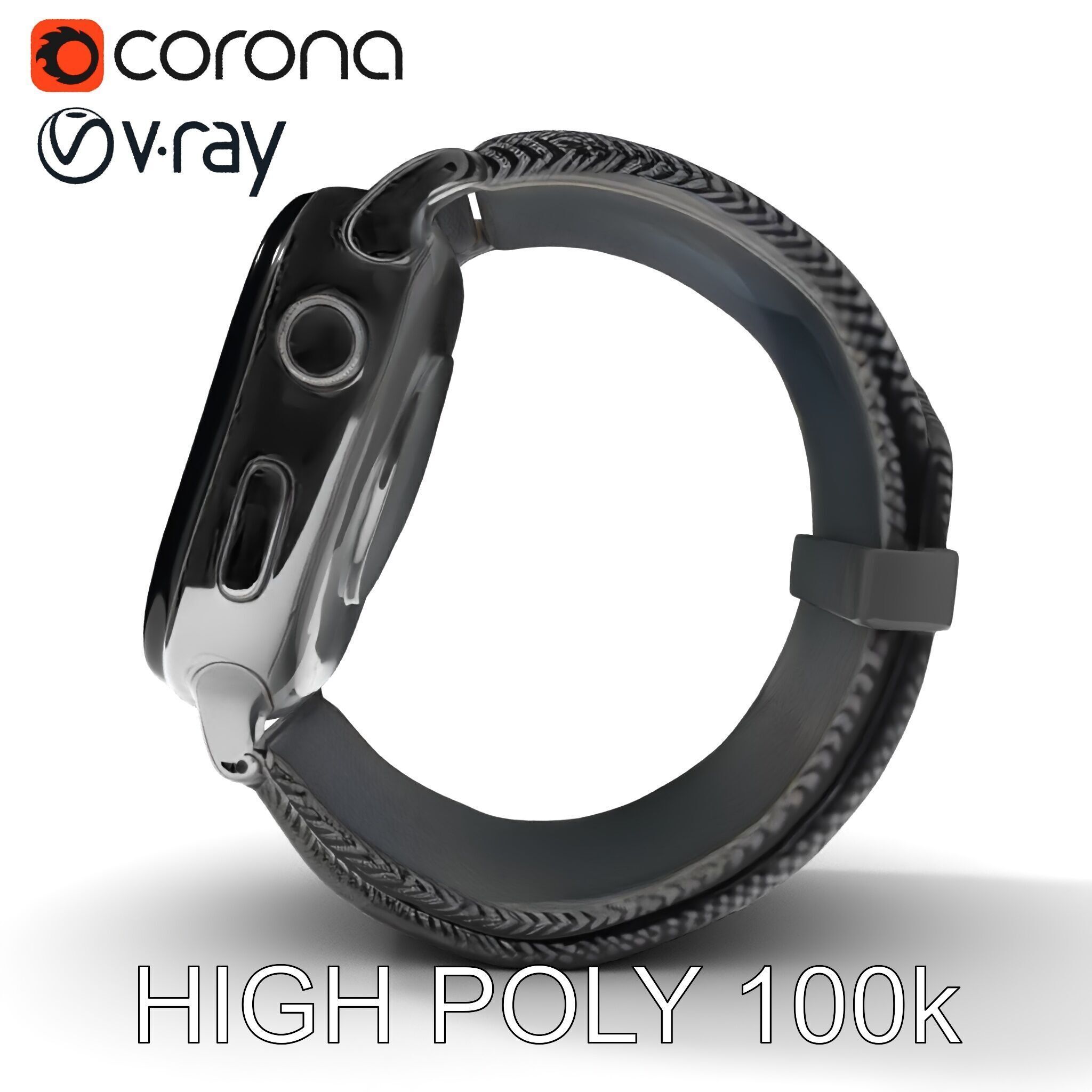 Smartwatch with Mesh Strap D Model Pack Low-poly 3D model_18