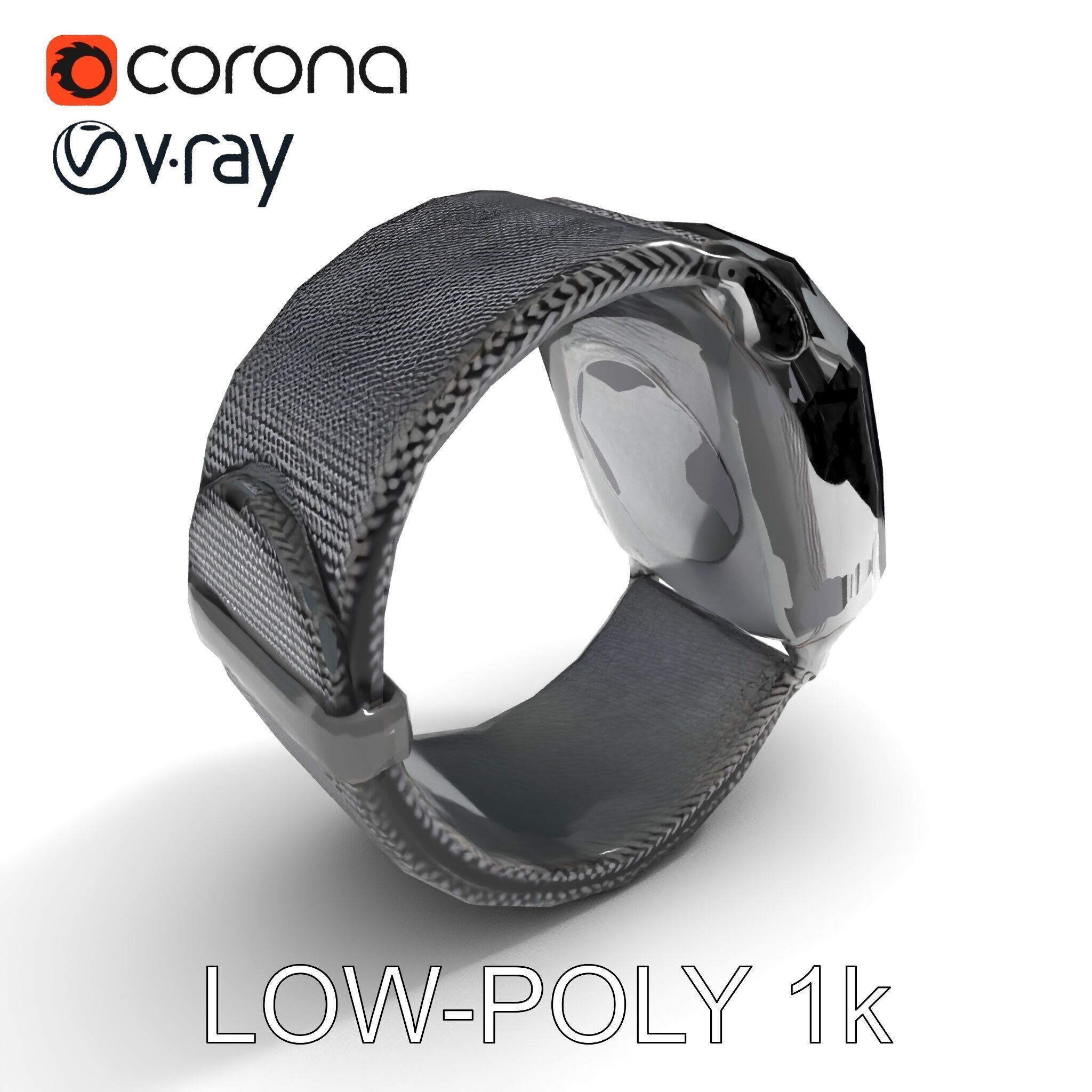 Smartwatch with Mesh Strap D Model Pack Low-poly 3D model_23