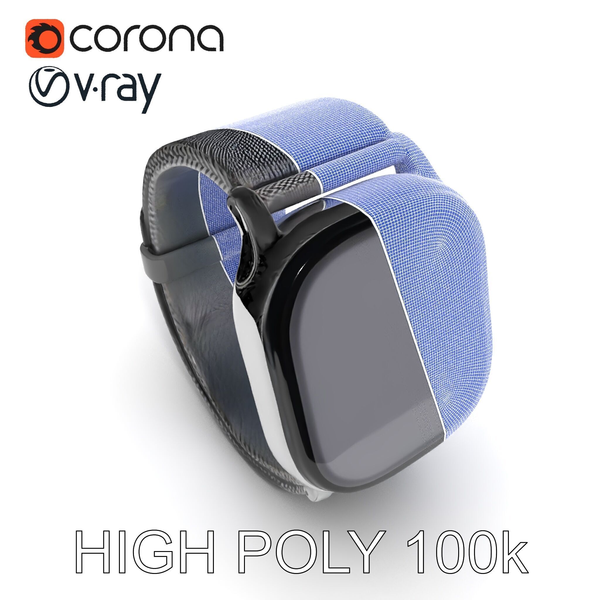 Smartwatch with Mesh Strap D Model Pack Low-poly 3D model_21
