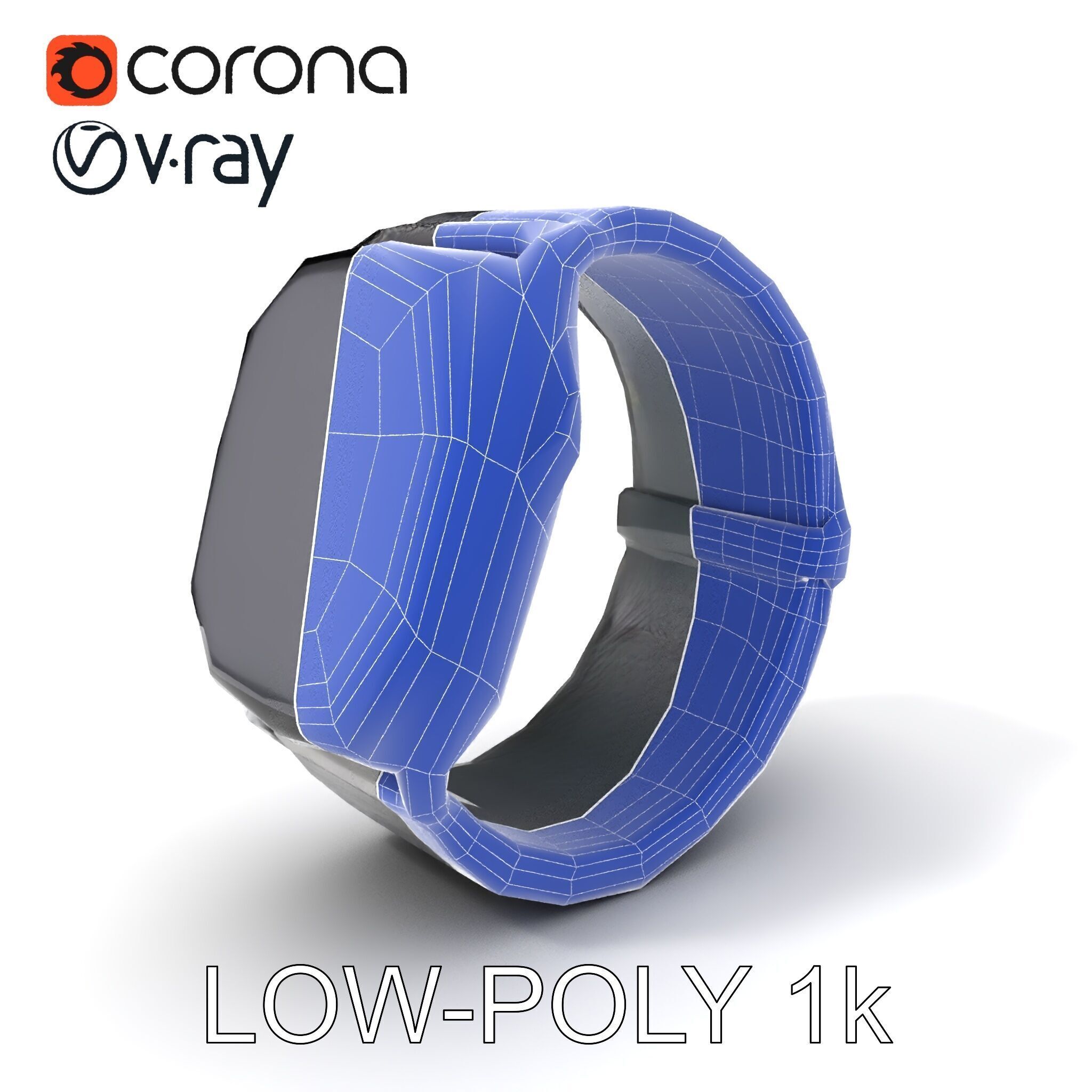 Smartwatch with Mesh Strap D Model Pack Low-poly 3D model_11