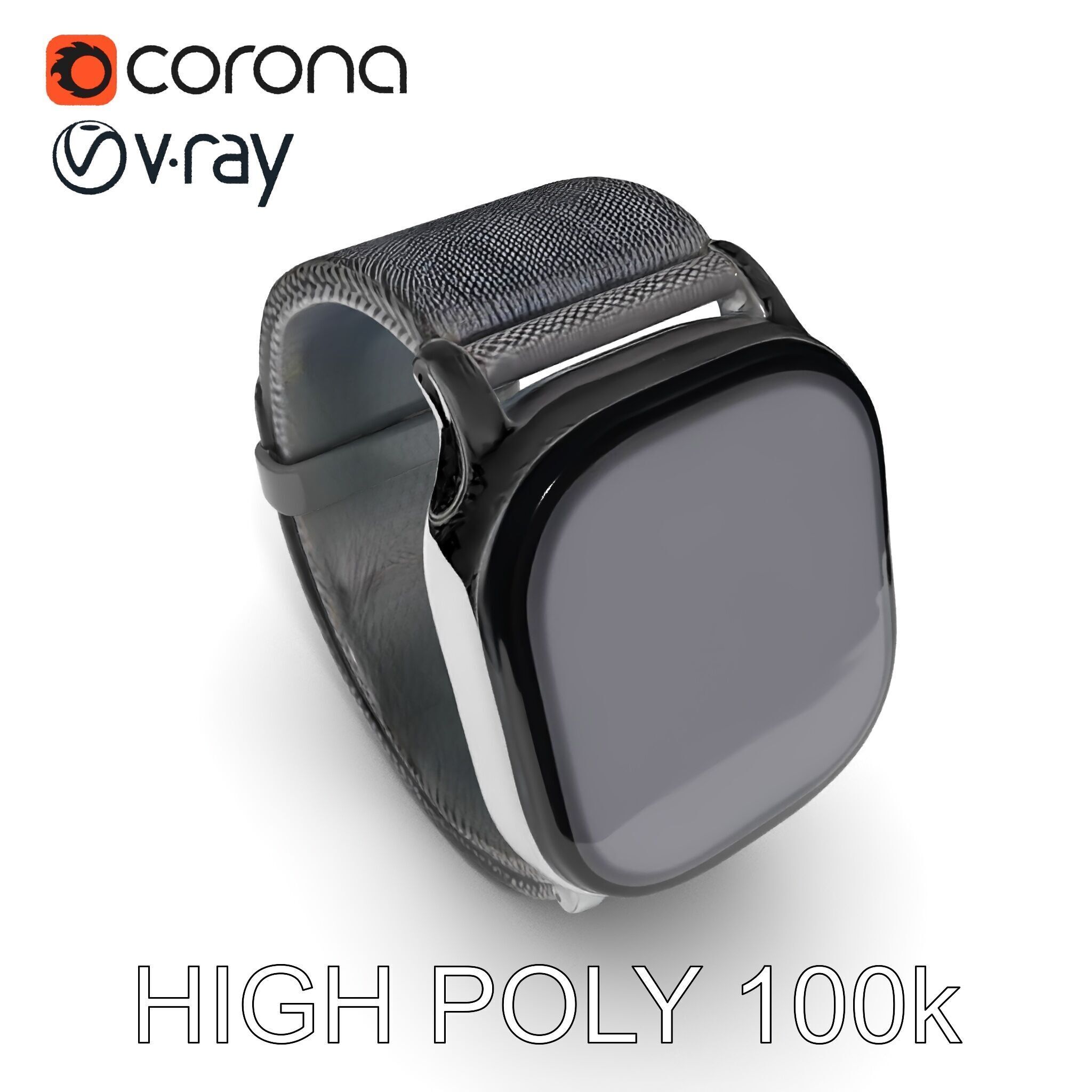 Smartwatch with Mesh Strap D Model Pack Low-poly 3D model_12