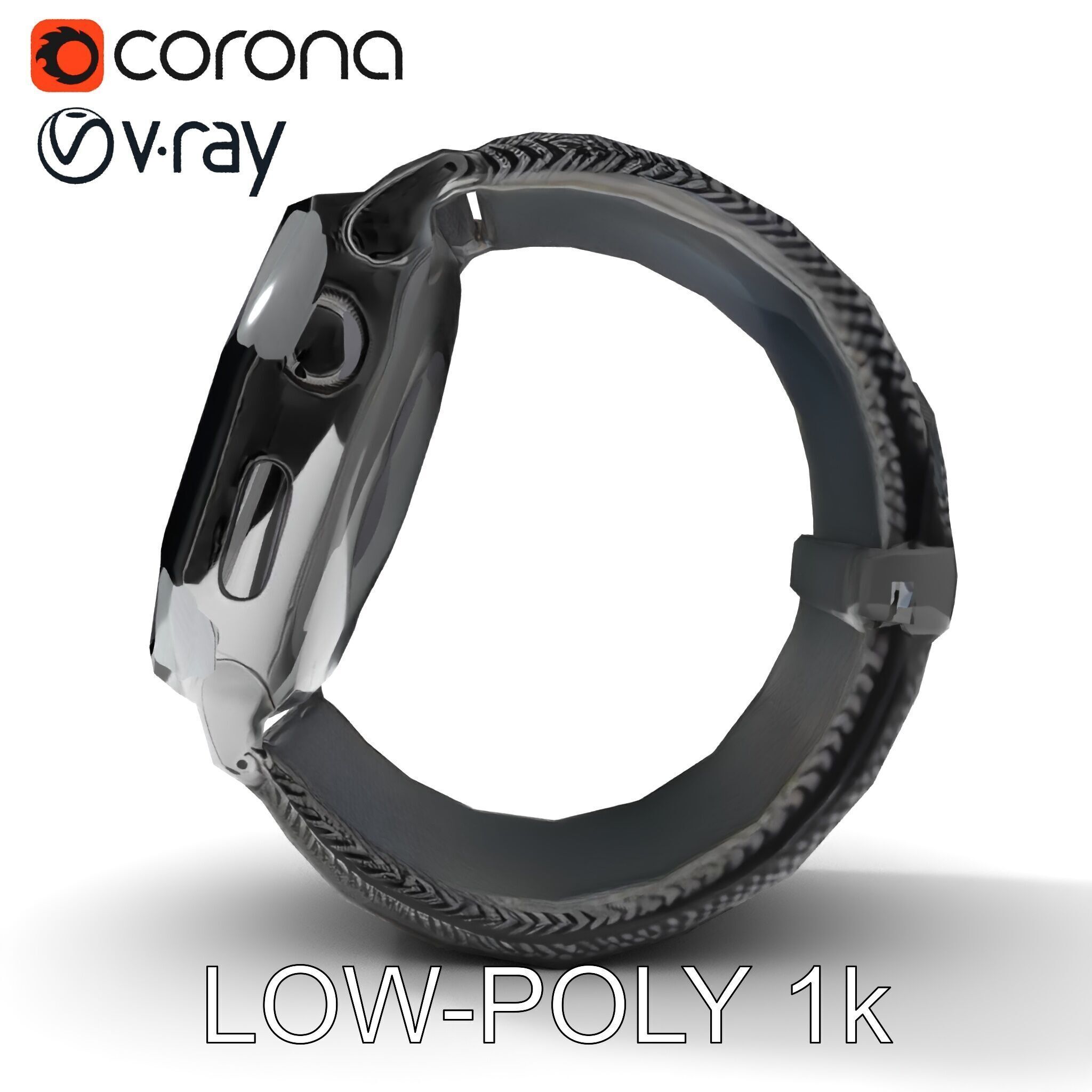 Smartwatch with Mesh Strap D Model Pack Low-poly 3D model_14