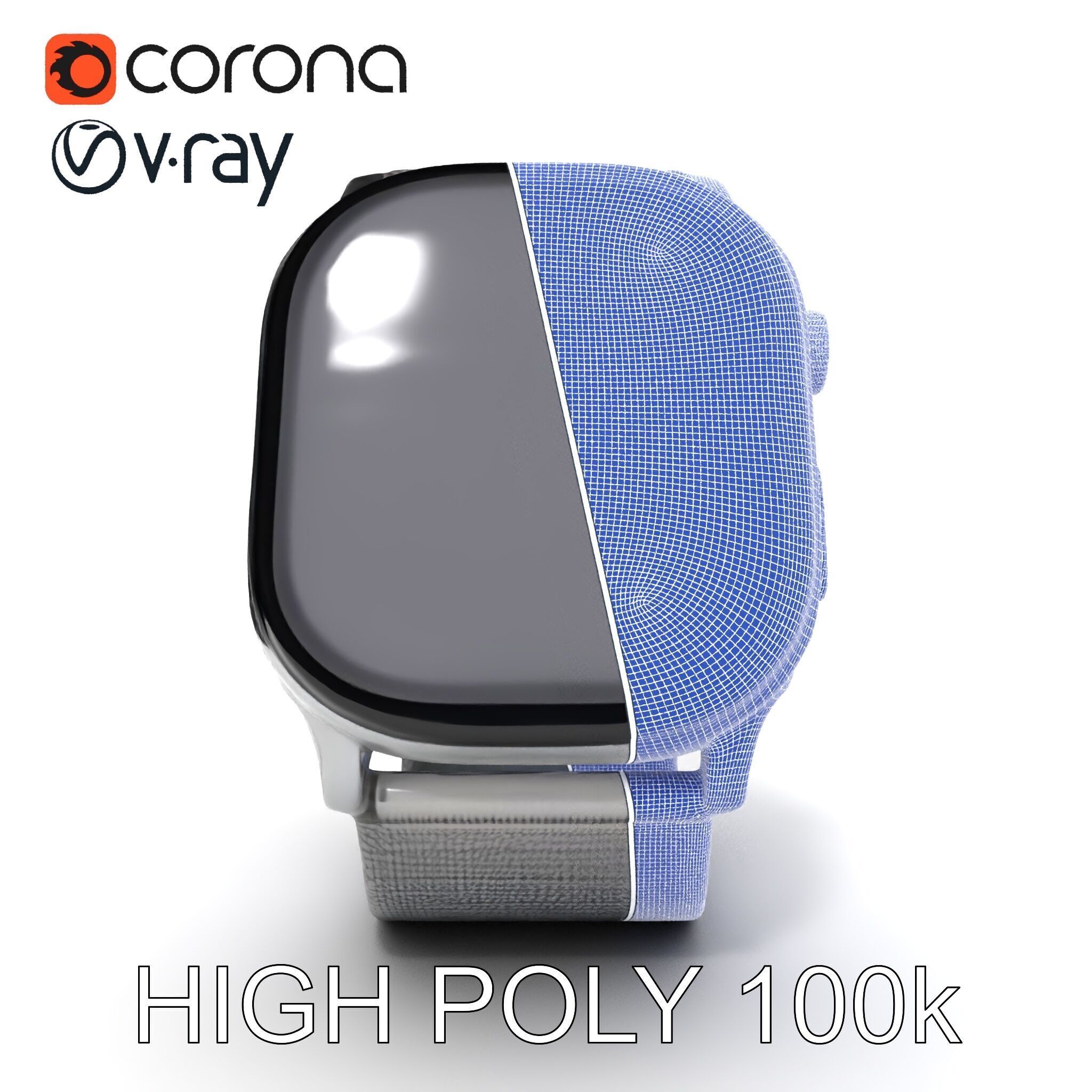Smartwatch with Mesh Strap D Model Pack Low-poly 3D model_15