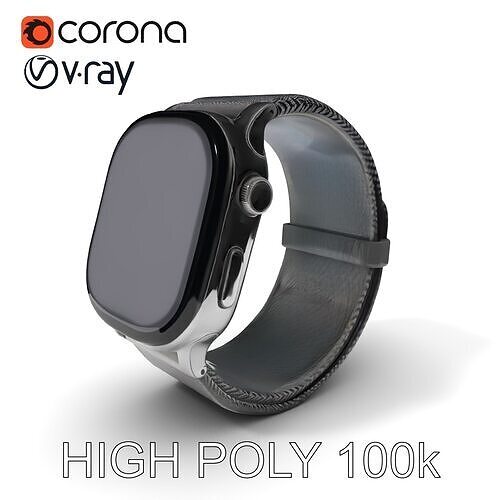Smartwatch with Mesh Strap D Model Pack Low-poly 3D model