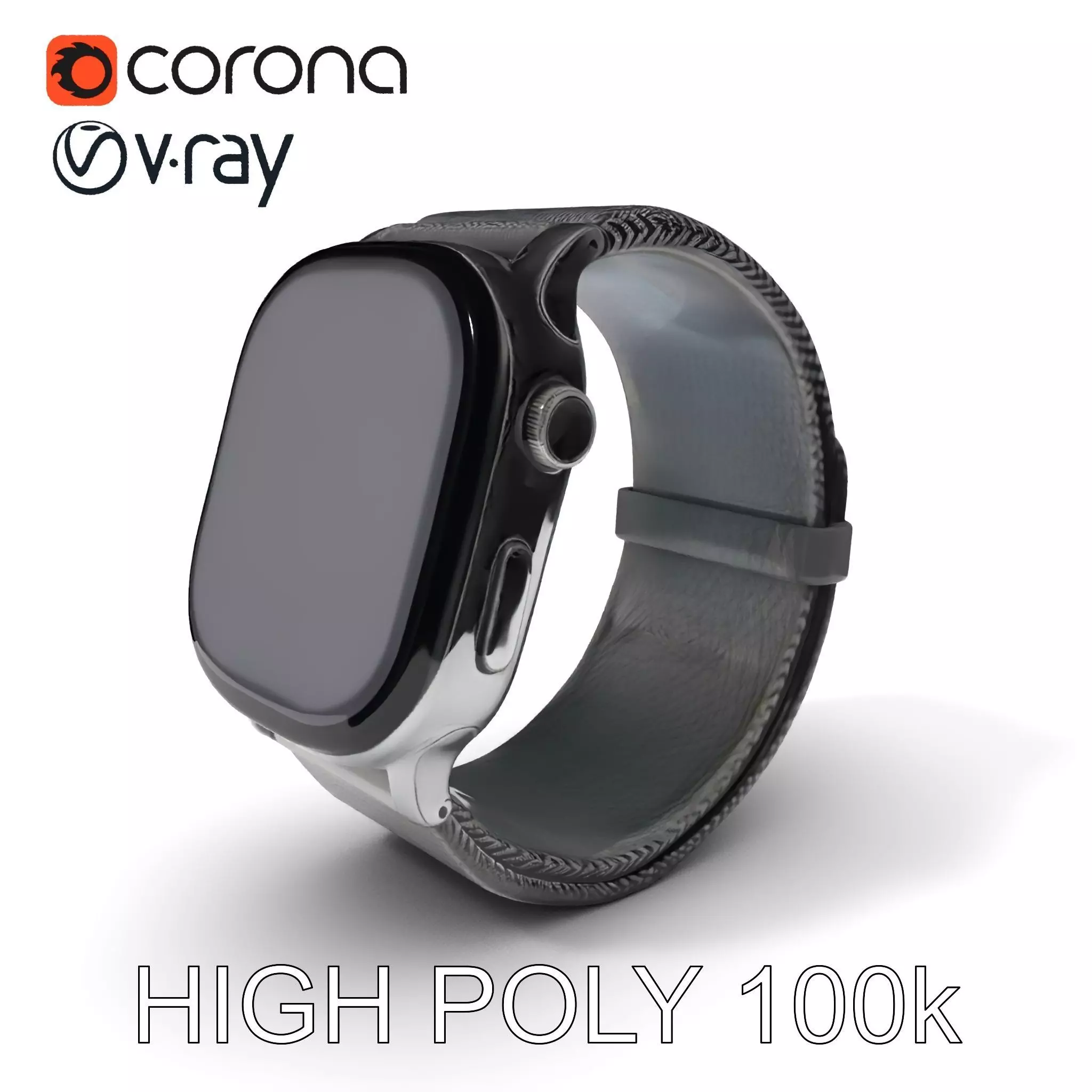 Smartwatch with Mesh Strap D Model Pack Low-poly 3D model_0