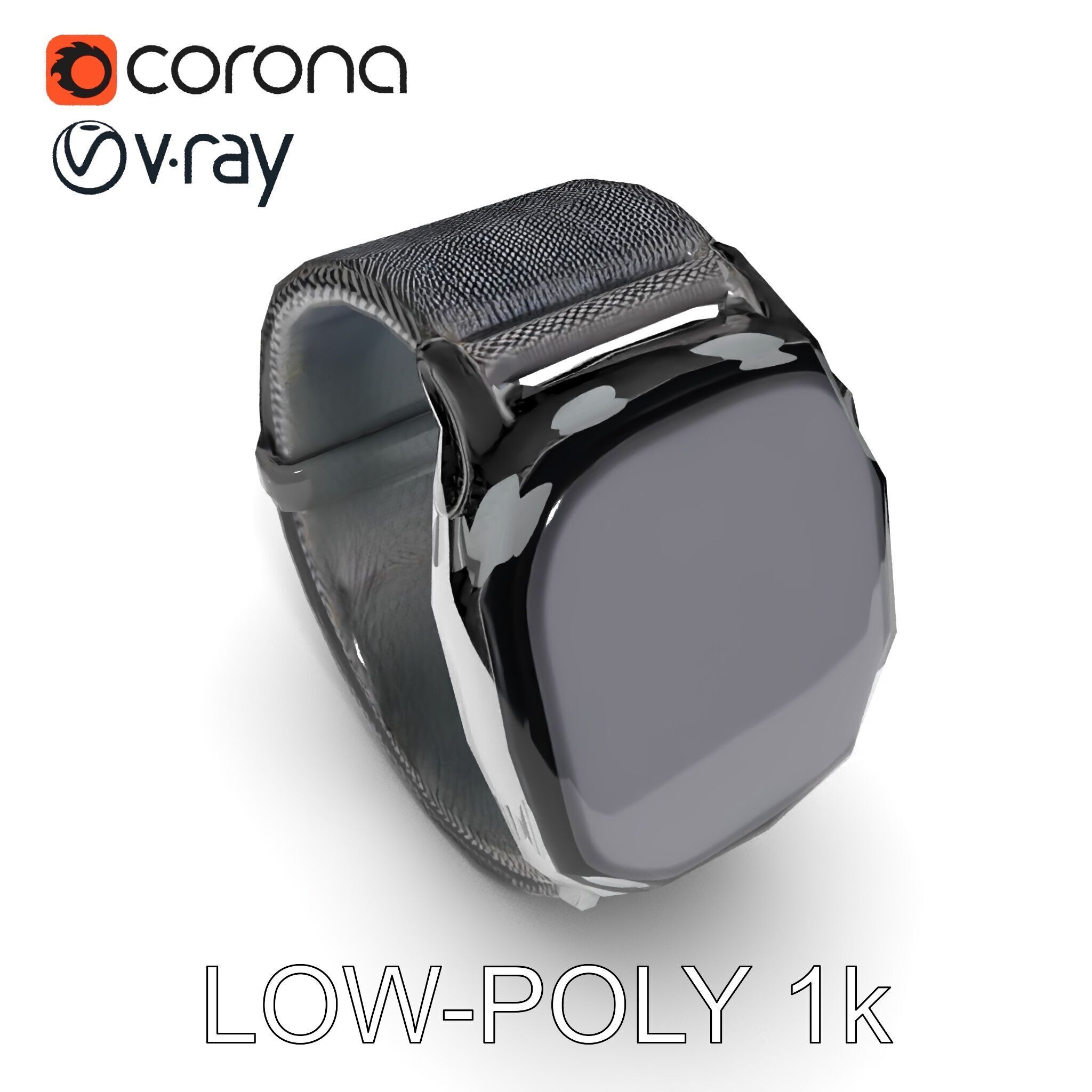Smartwatch with Mesh Strap D Model Pack Low-poly 3D model_9