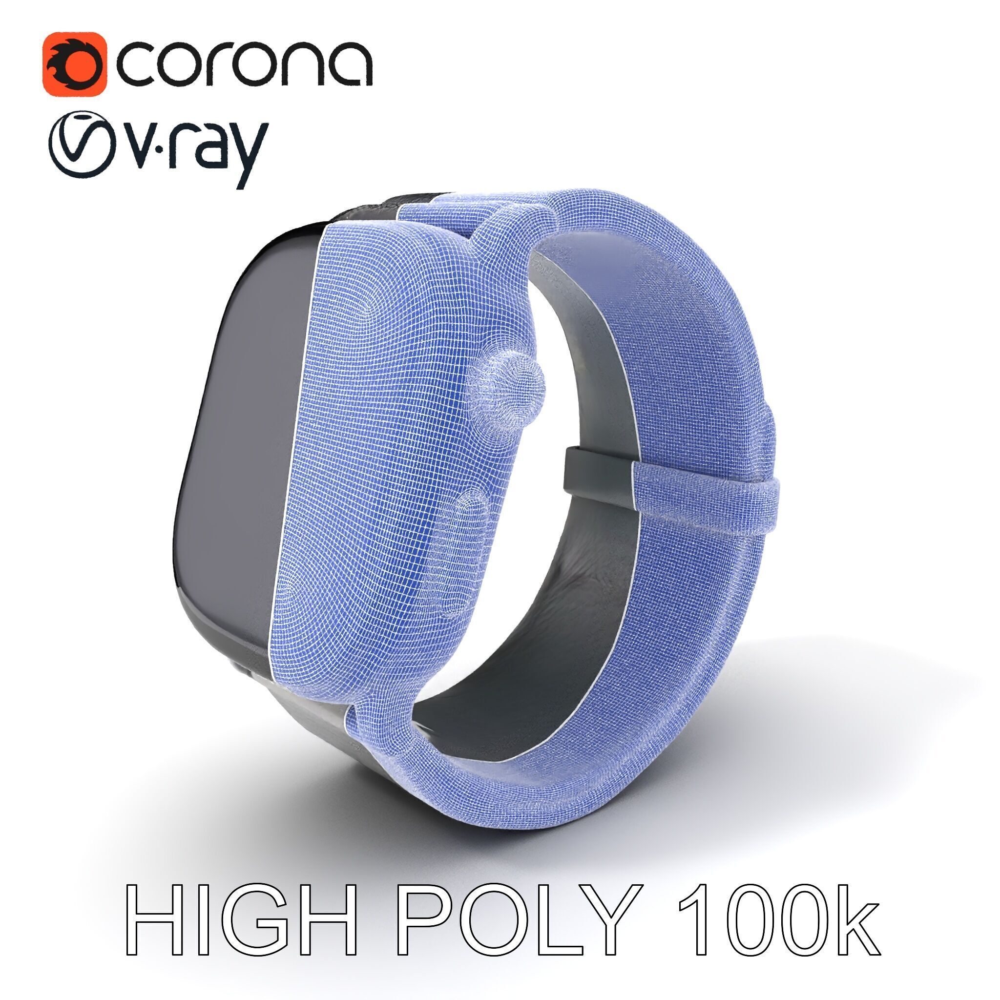 Smartwatch with Mesh Strap D Model Pack Low-poly 3D model_3