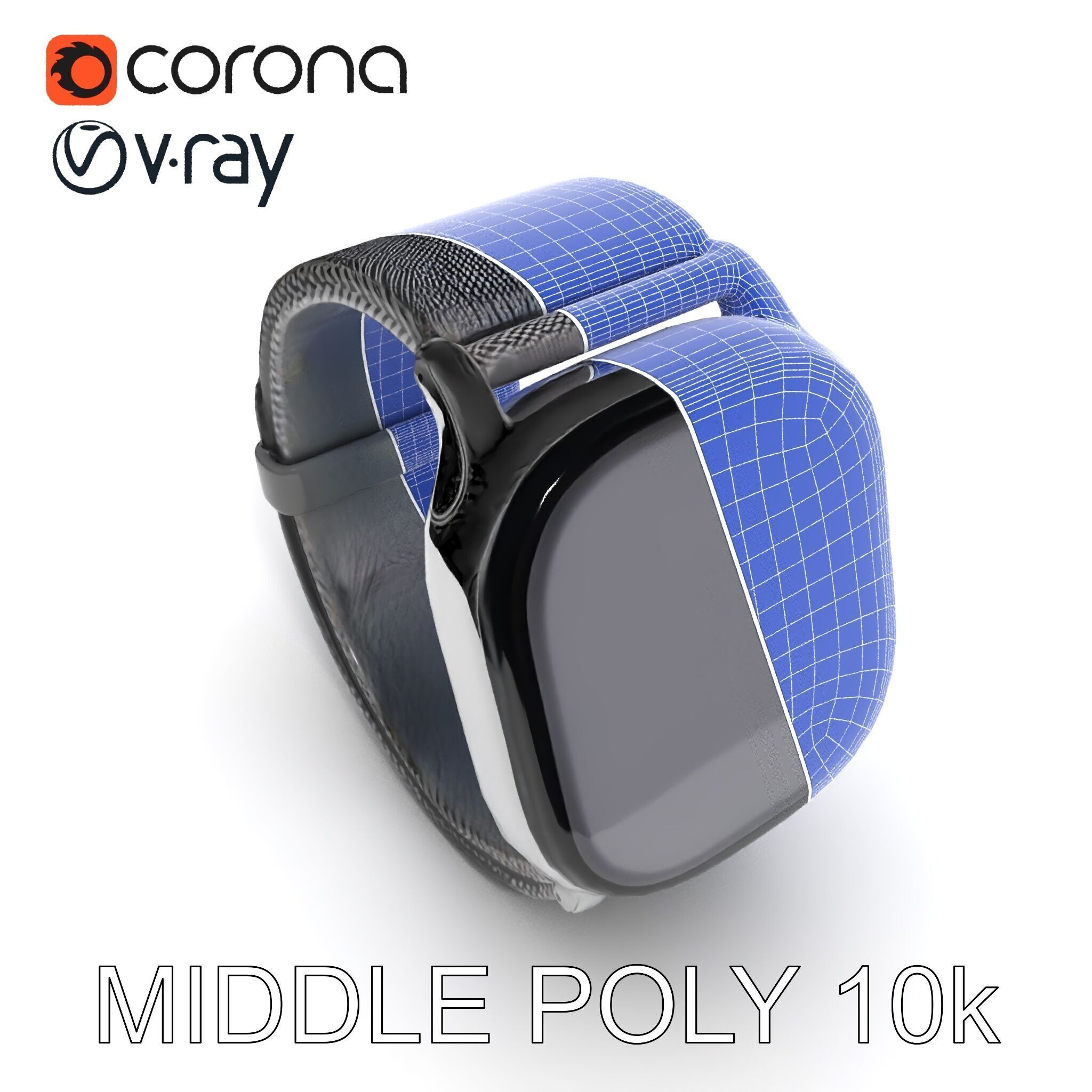 Smartwatch with Mesh Strap D Model Pack Low-poly 3D model_10