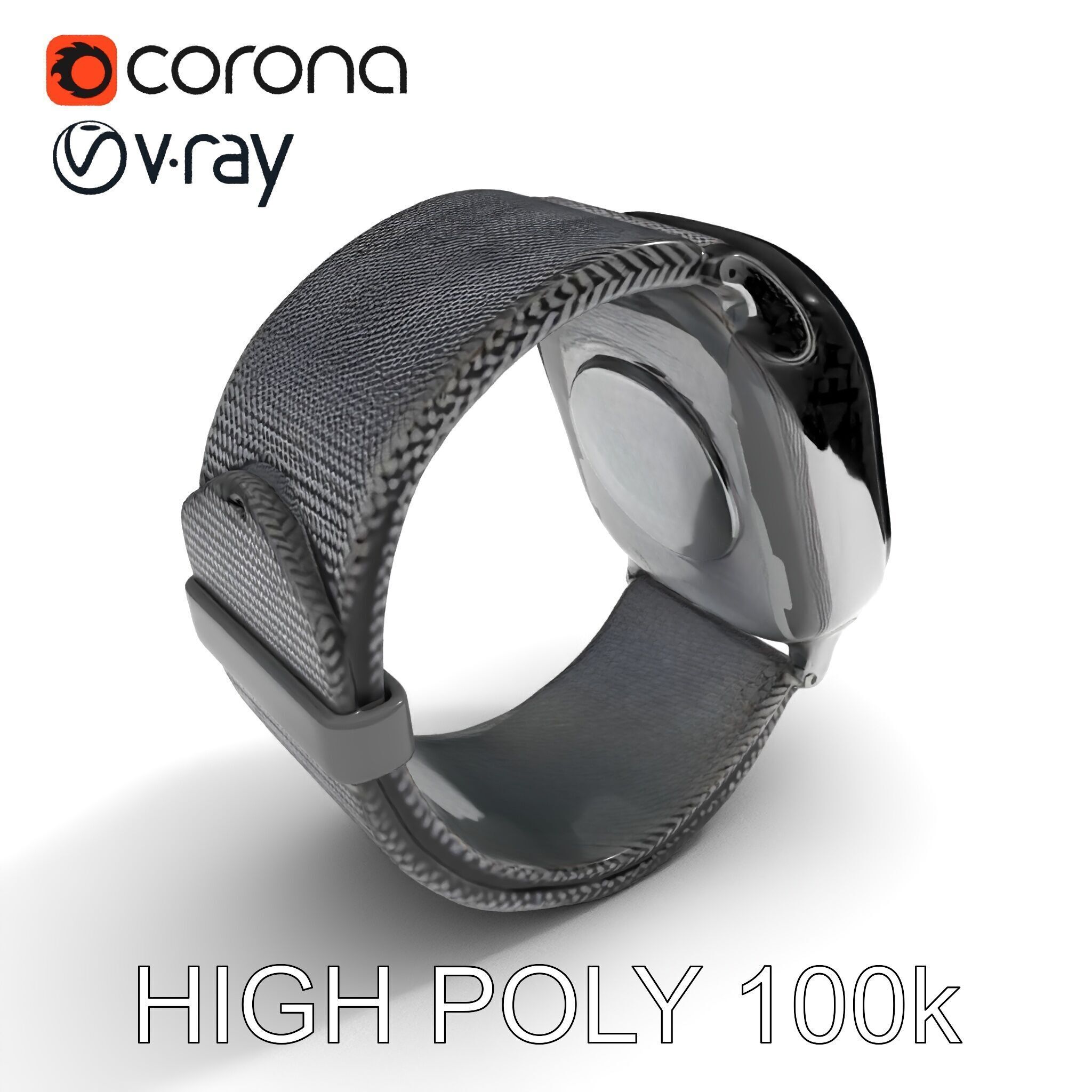 Smartwatch with Mesh Strap D Model Pack Low-poly 3D model_27