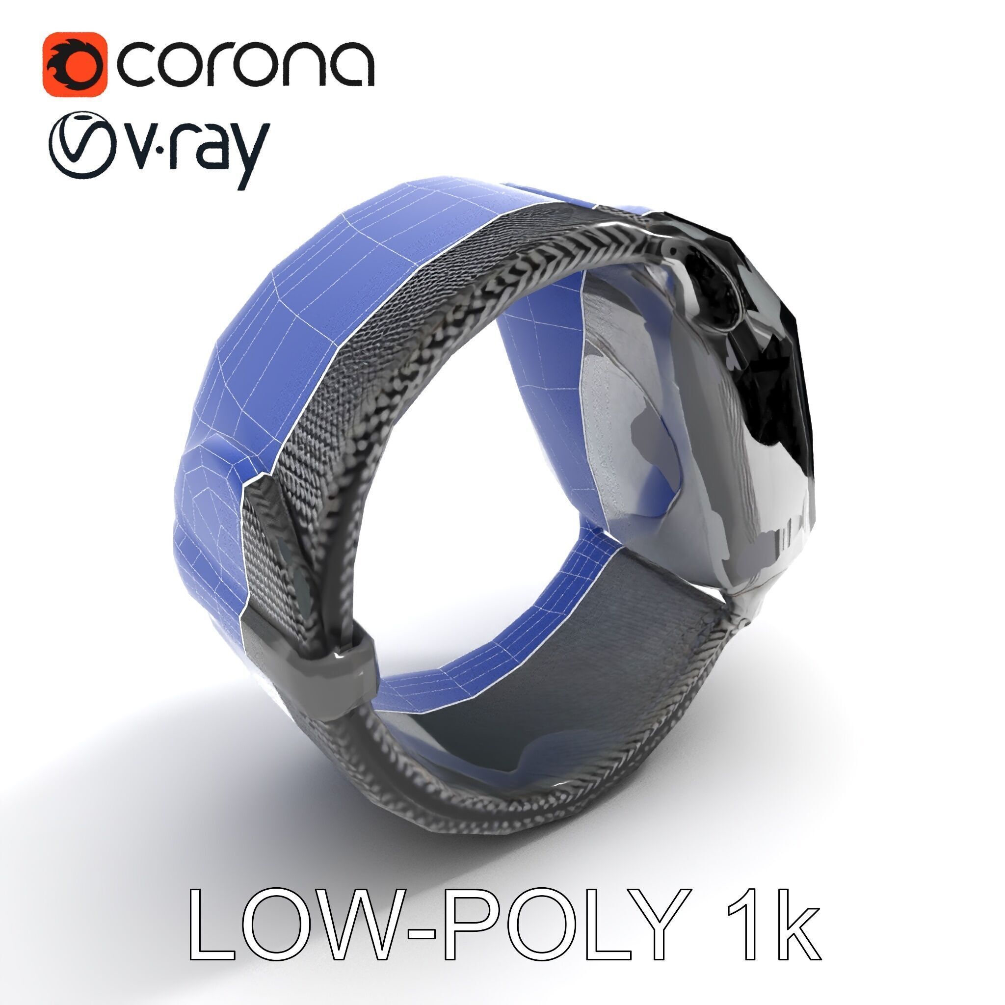 Smartwatch with Mesh Strap D Model Pack Low-poly 3D model_32