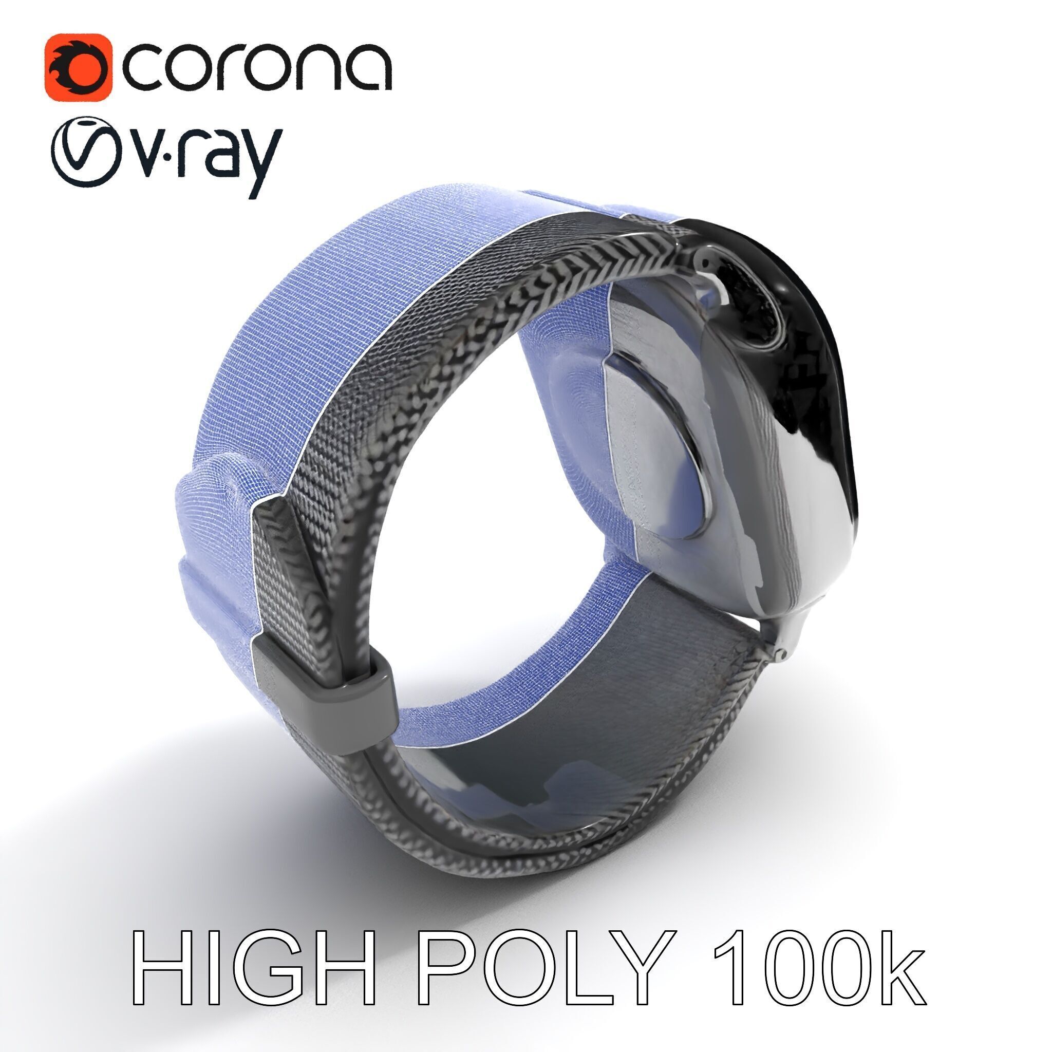 Smartwatch with Mesh Strap D Model Pack Low-poly 3D model_24