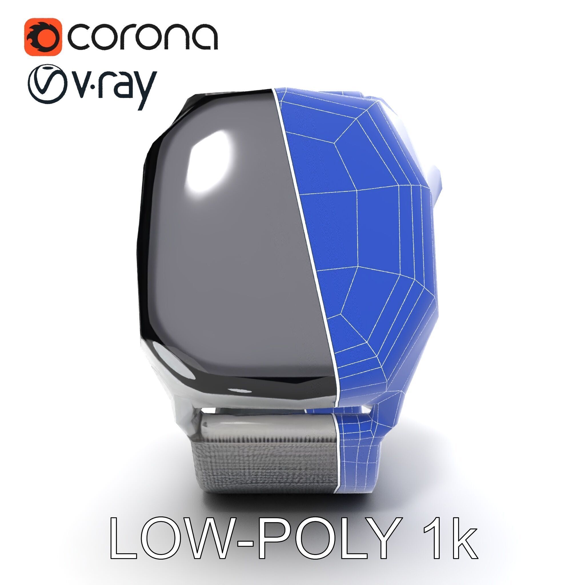 Smartwatch with Mesh Strap D Model Pack Low-poly 3D model_20