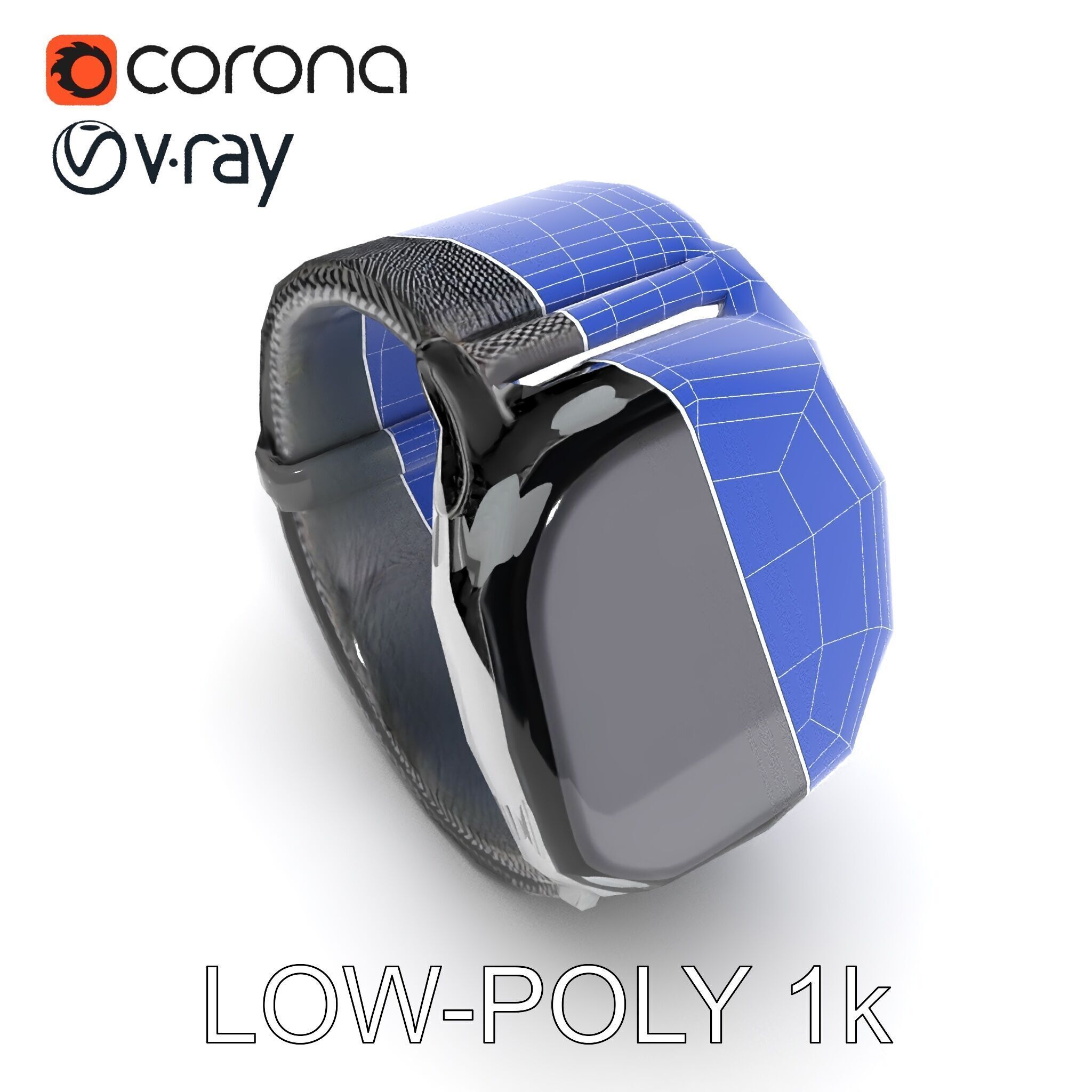 Smartwatch with Mesh Strap D Model Pack Low-poly 3D model_7