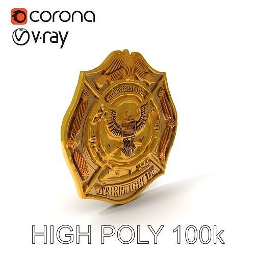 American Firefighter Badge D Model Pack Low-poly 3D model