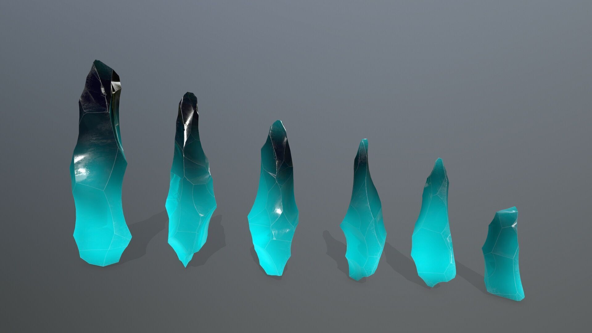 crystal set Low-poly 3D model_1