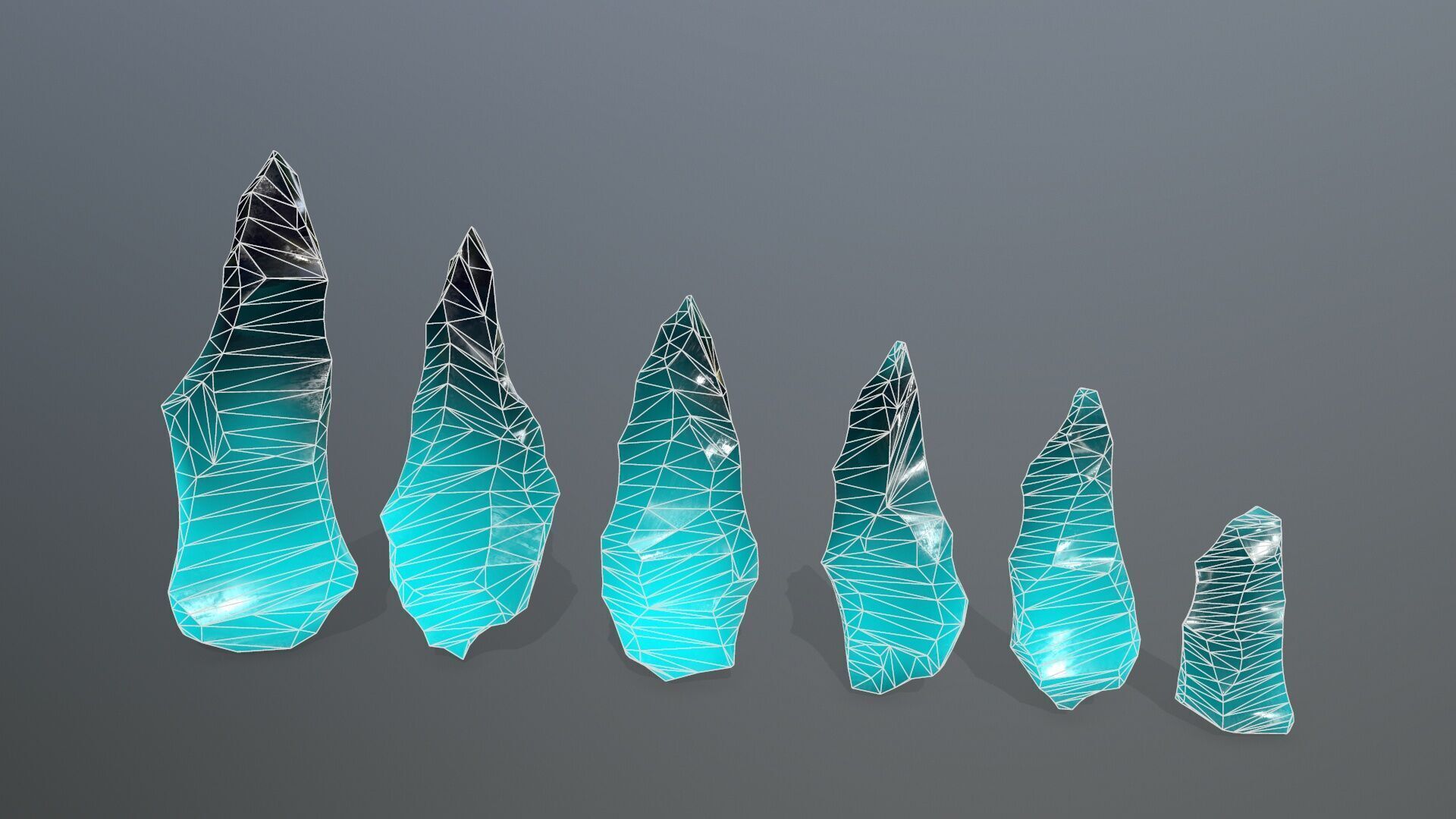crystal set Low-poly 3D model_5