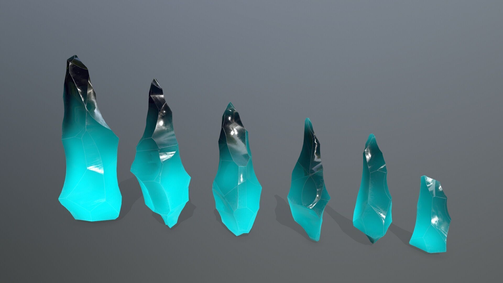 crystal set Low-poly 3D model_4