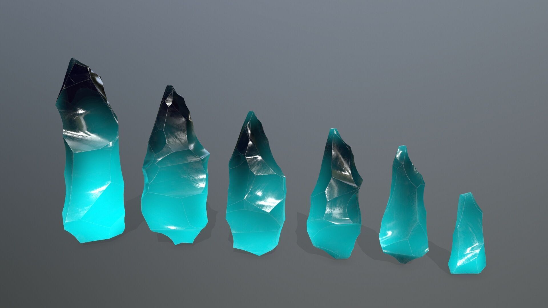 crystal set Low-poly 3D model_3
