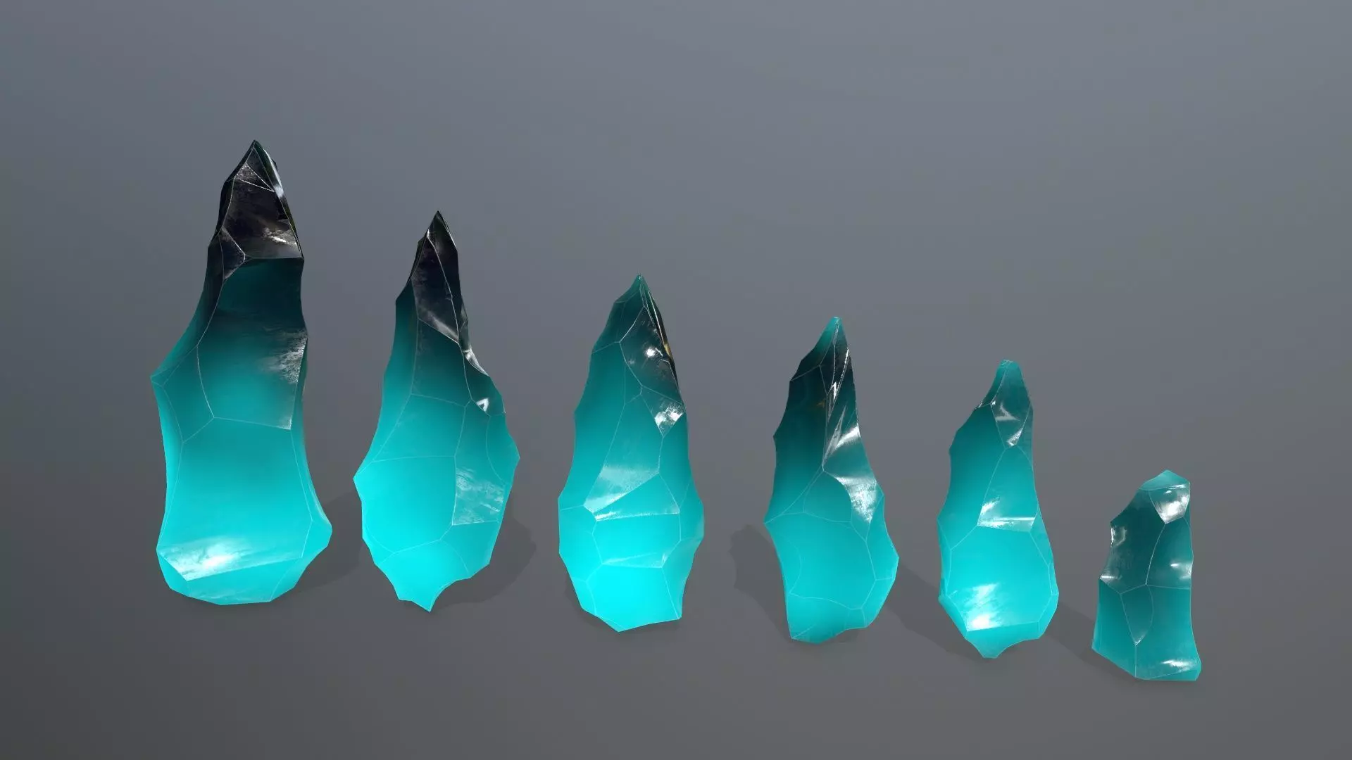 crystal set Low-poly 3D model_0