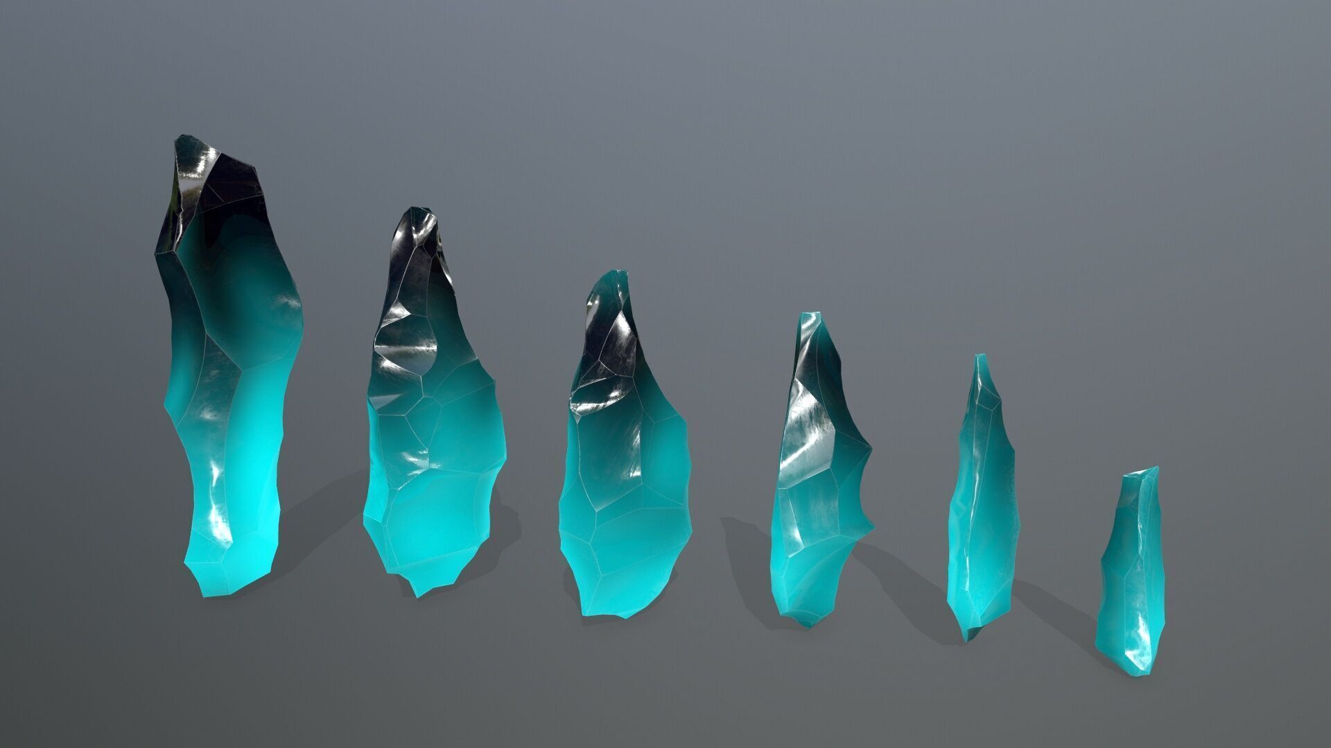 crystal set Low-poly 3D model_2