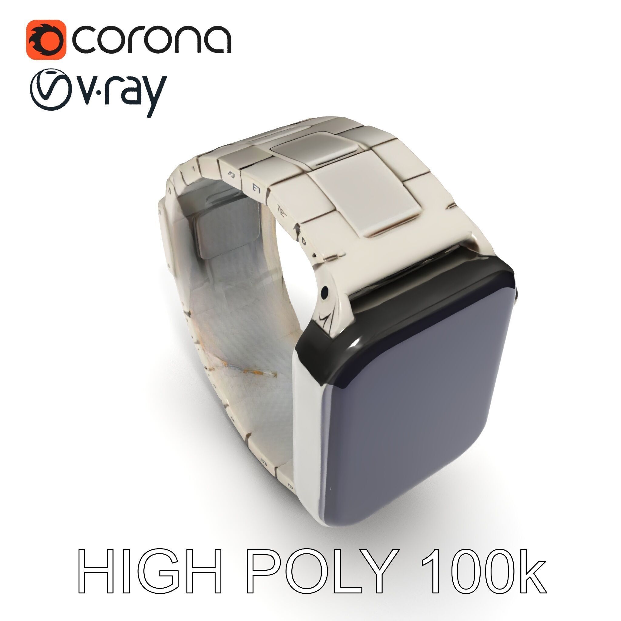 Smartwatch Model Pack with Premium Metal Finish Low-poly 3D model_8