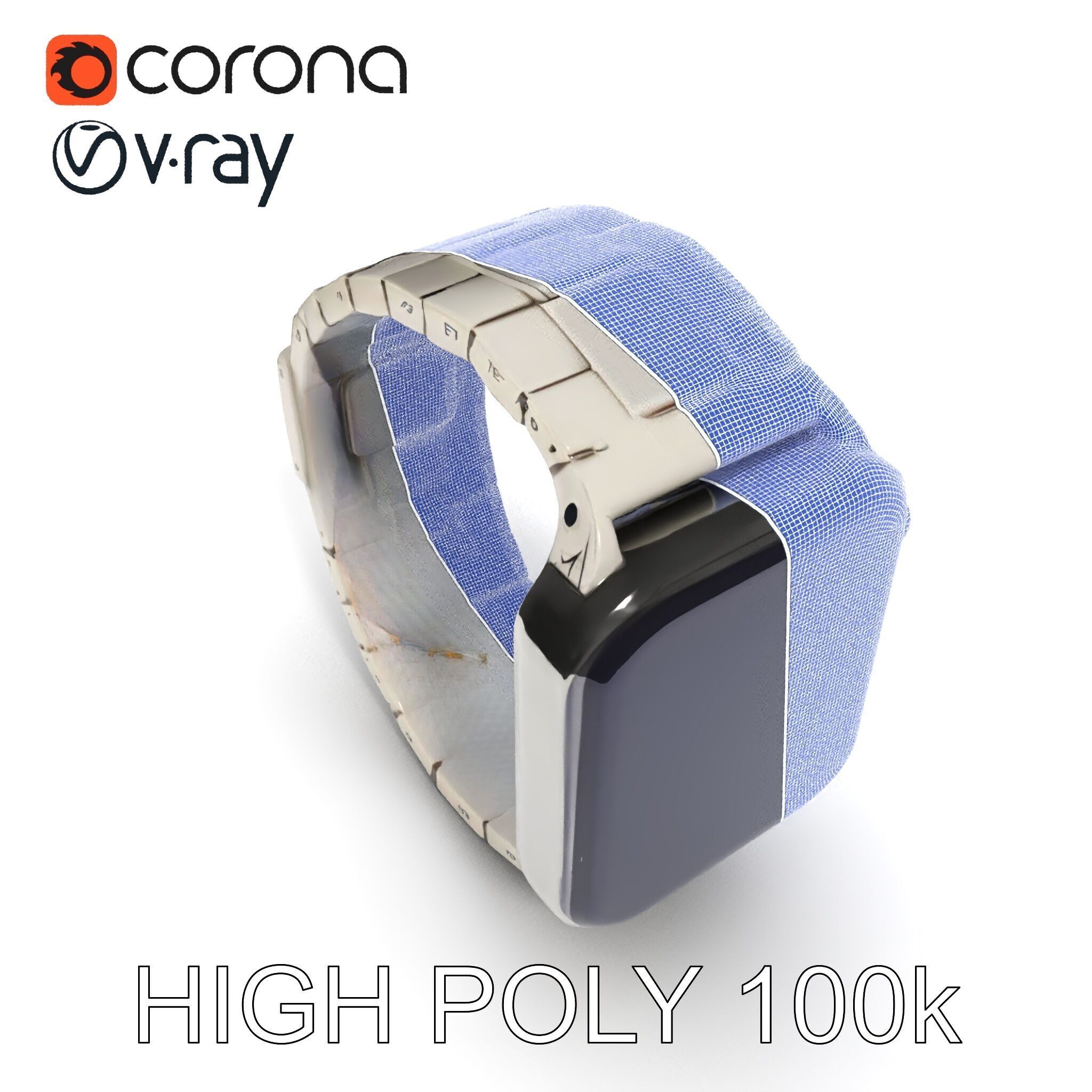 Smartwatch Model Pack with Premium Metal Finish Low-poly 3D model_35