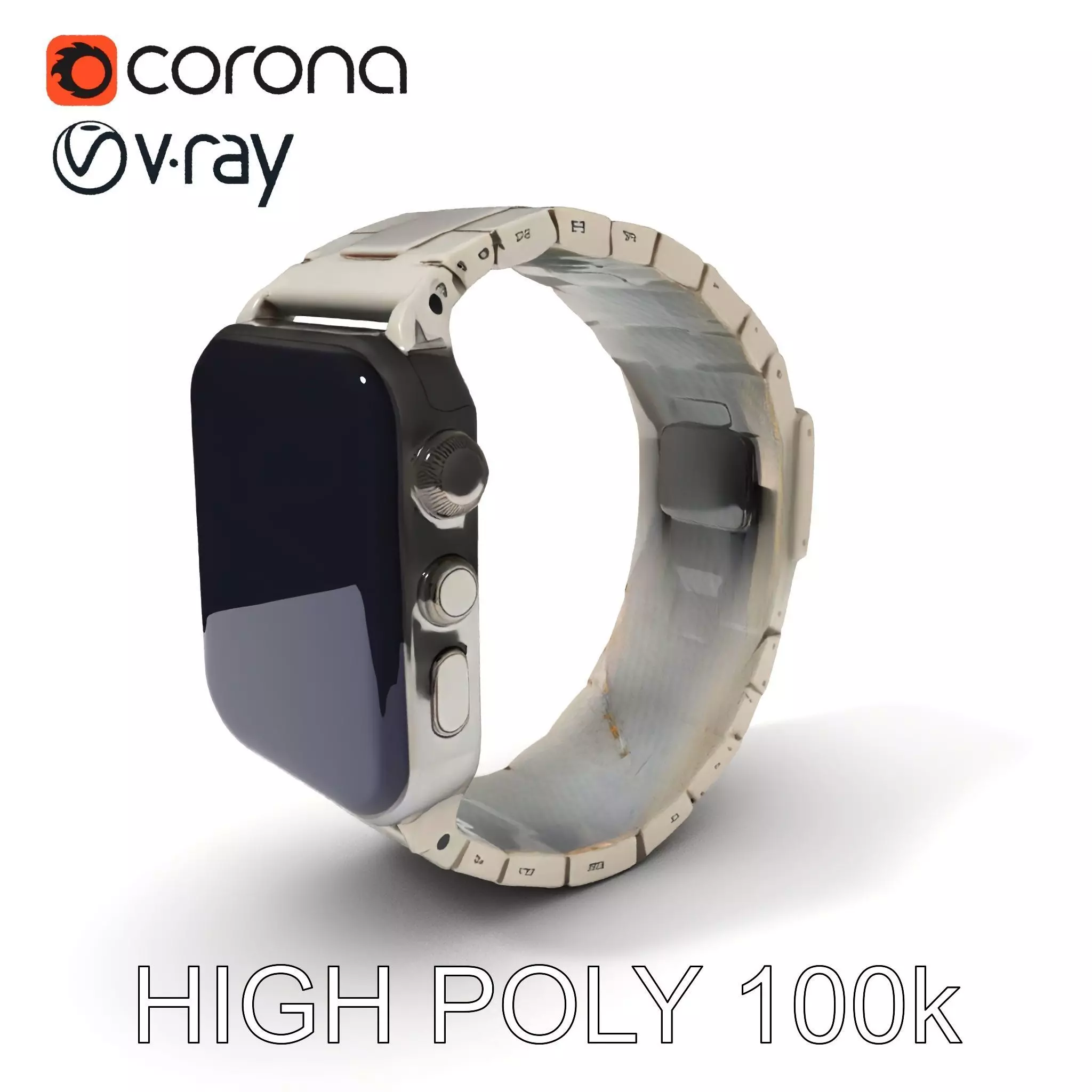 Smartwatch Model Pack with Premium Metal Finish Low-poly 3D model_0