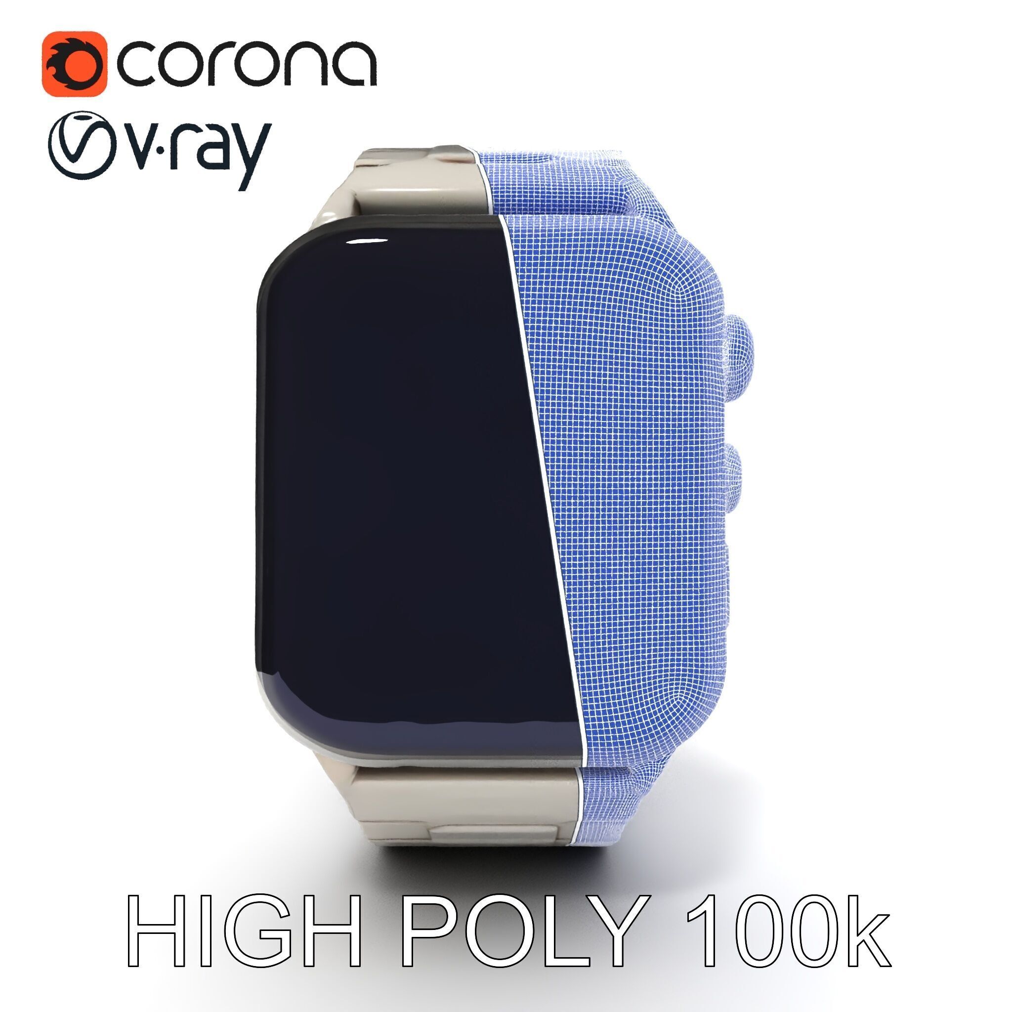 Smartwatch Model Pack with Premium Metal Finish Low-poly 3D model_32