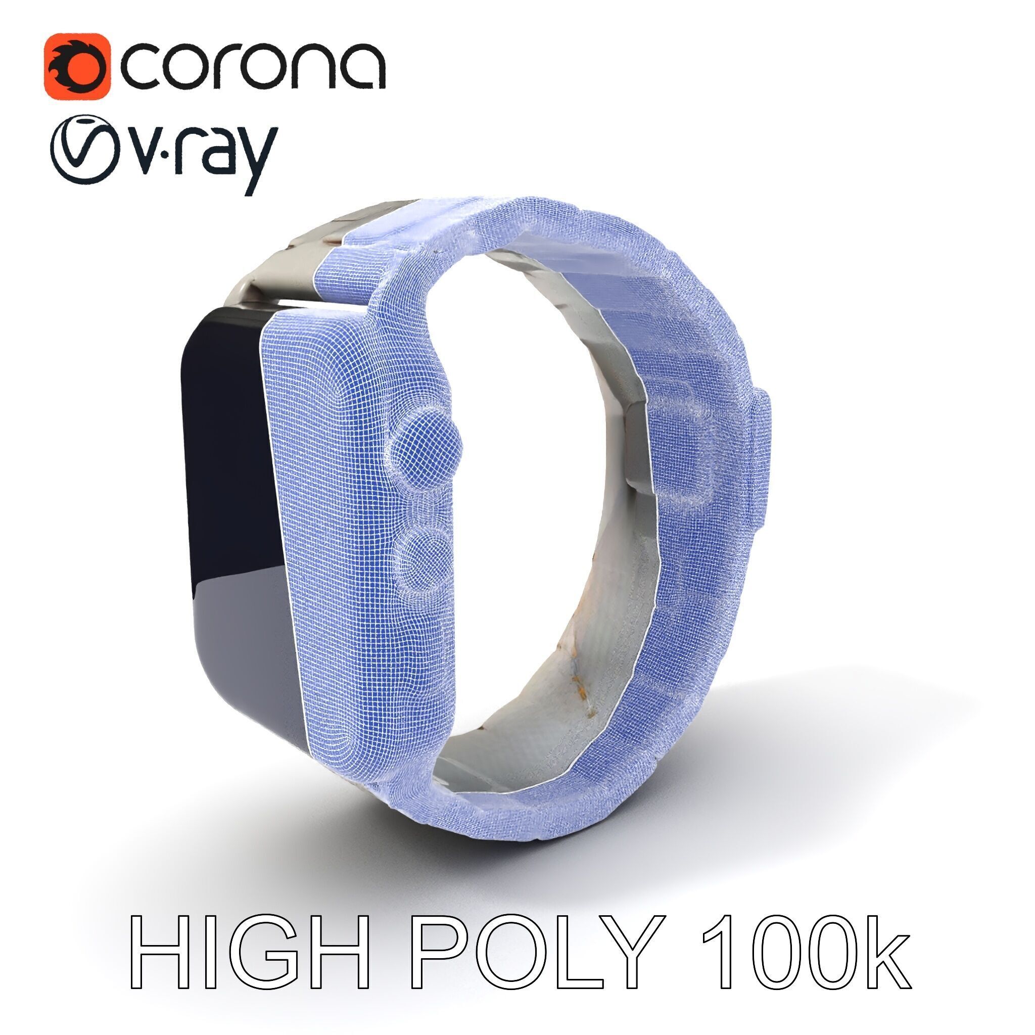 Smartwatch Model Pack with Premium Metal Finish Low-poly 3D model_3