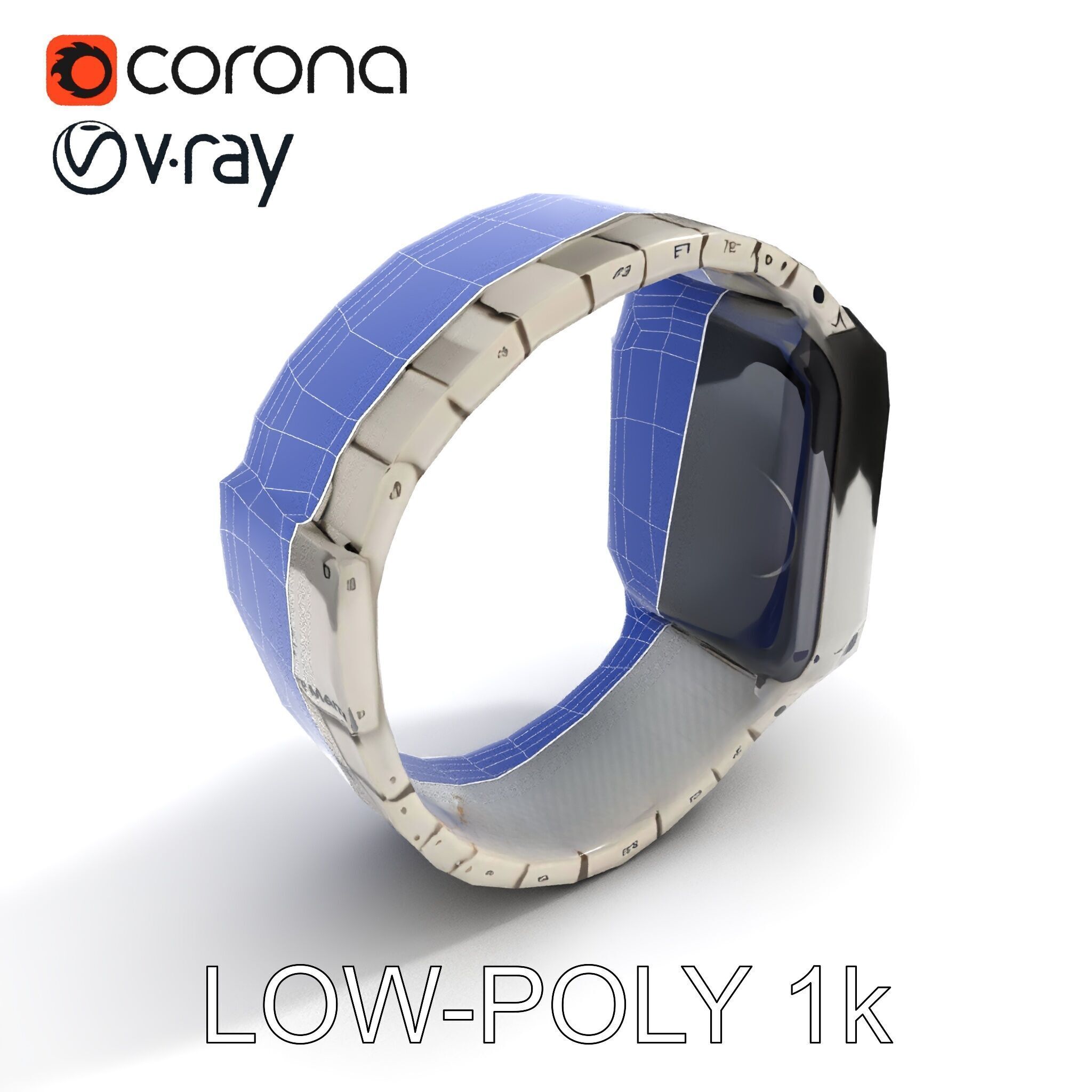 Smartwatch Model Pack with Premium Metal Finish Low-poly 3D model_7