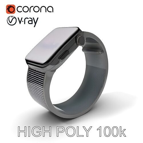 Smartwatch Model Pack with Detailed Strap and Screen Elements Low-poly 3D model