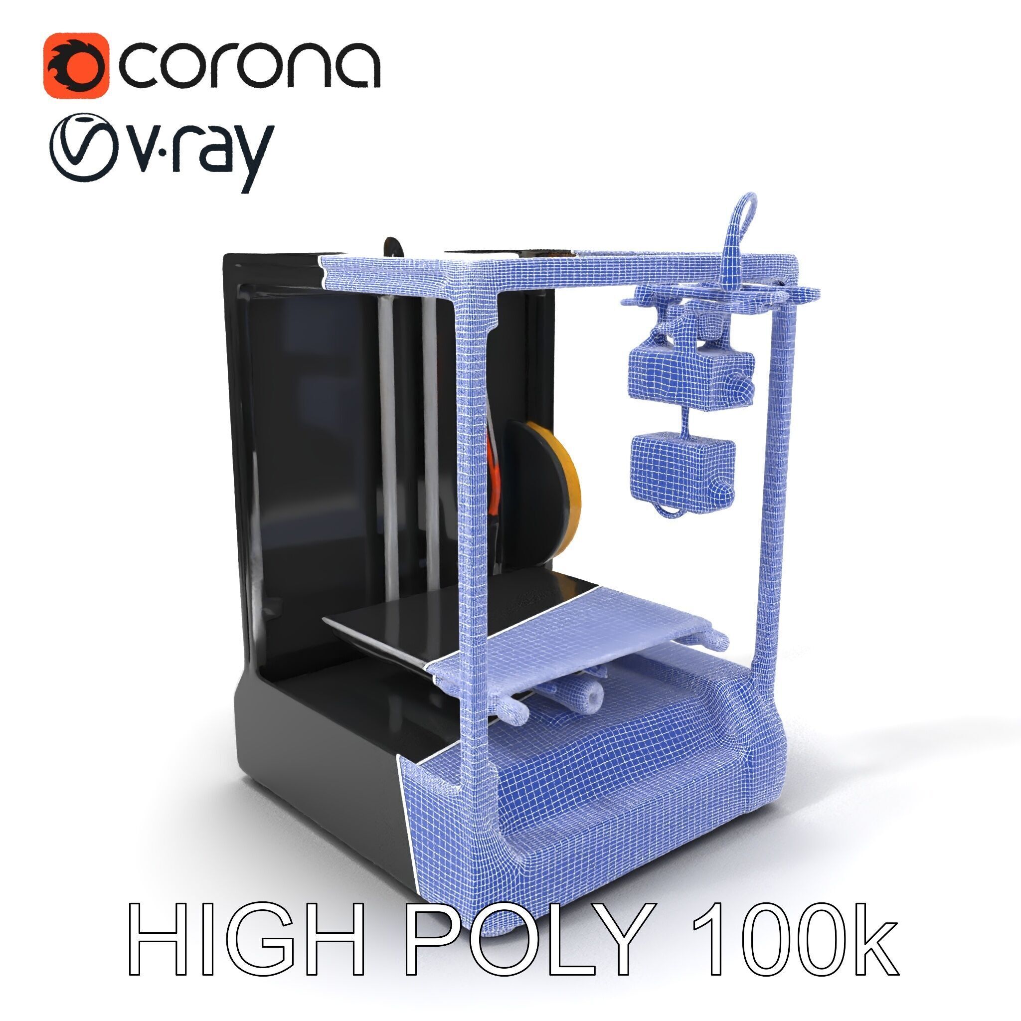 D Printer Model Pack with HighDetail Features Low-poly 3D model_3