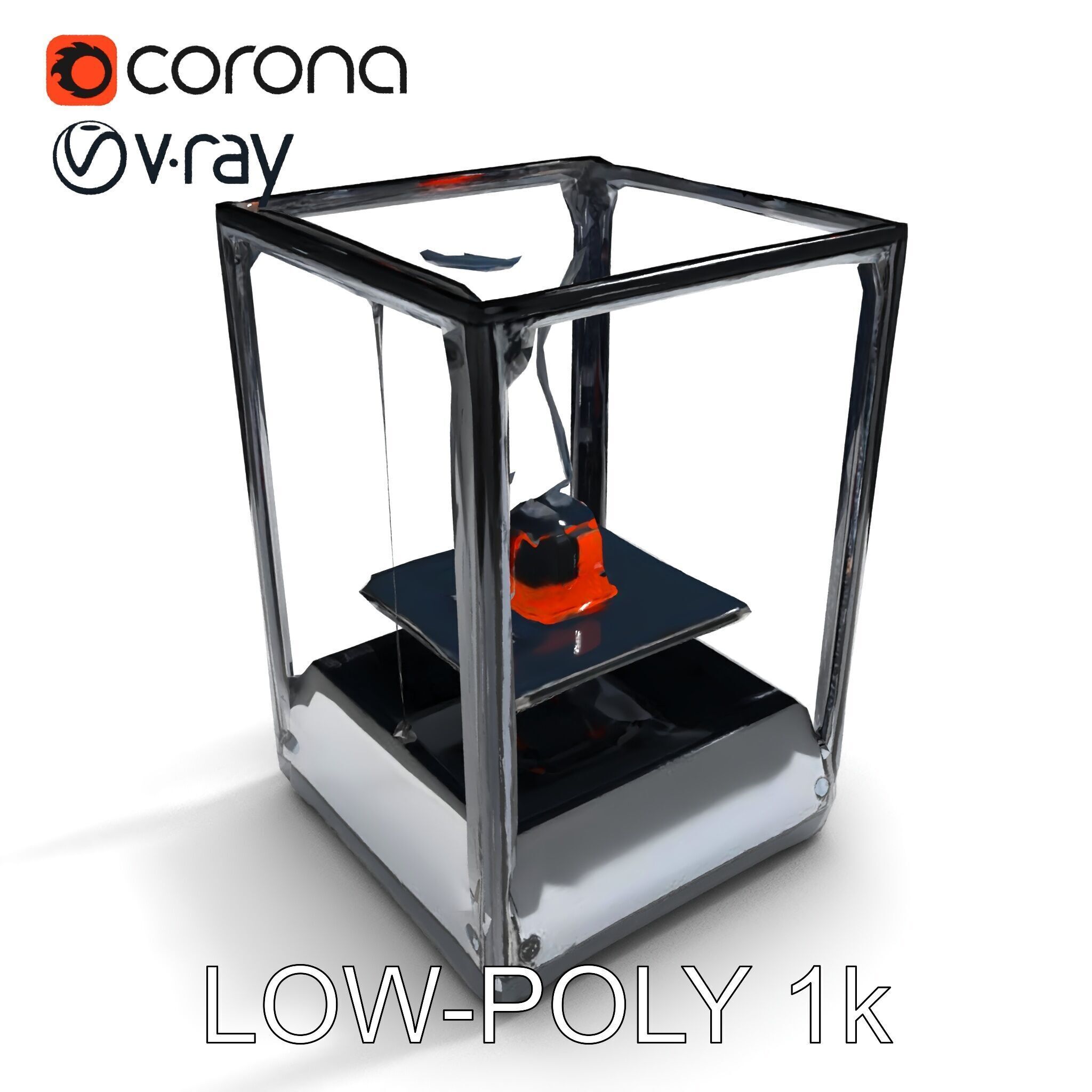 Desktop D Printer Model Pack with Transparent Enclosure Low-poly 3D model_28